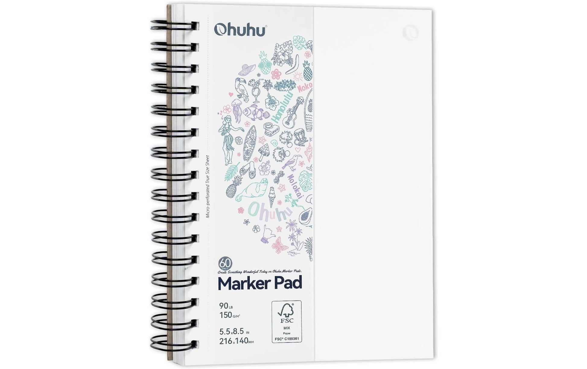 Ohuhu Malbuch – 14 × 21,6 cm – 150 g/m² – Spiral – 60 Blatt