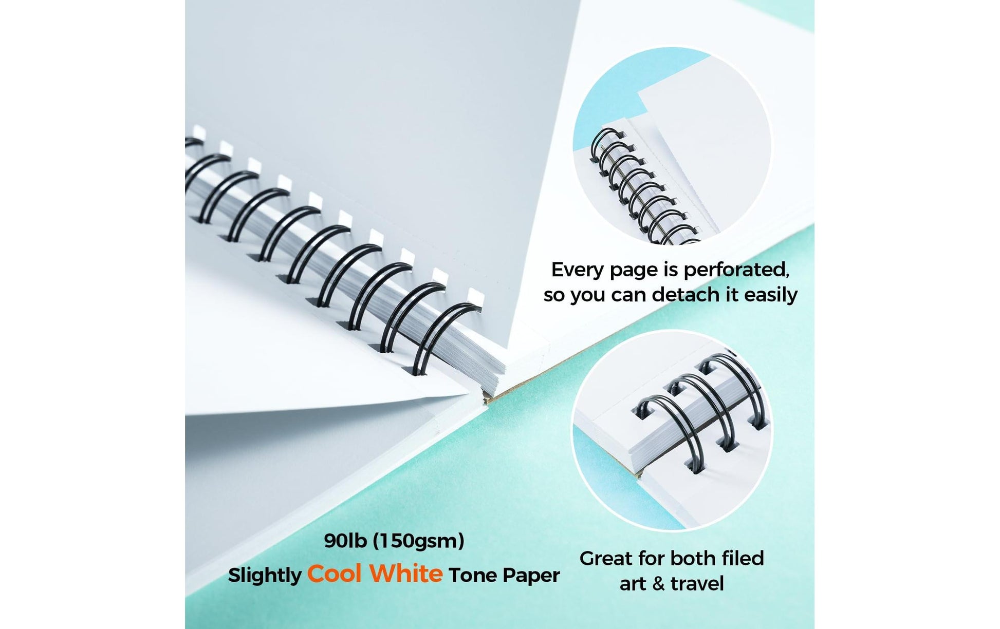 Ohuhu Skizzenblock – 22,5 × 21 cm – 150 g/m² – Spiral – 60 Blatt – Weiss