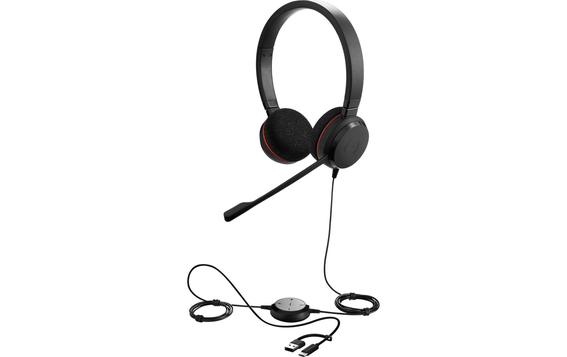 Jabra EVOLVE 20 Stereo UC – Duo Headset – USB‑C/USB‑A Adapter