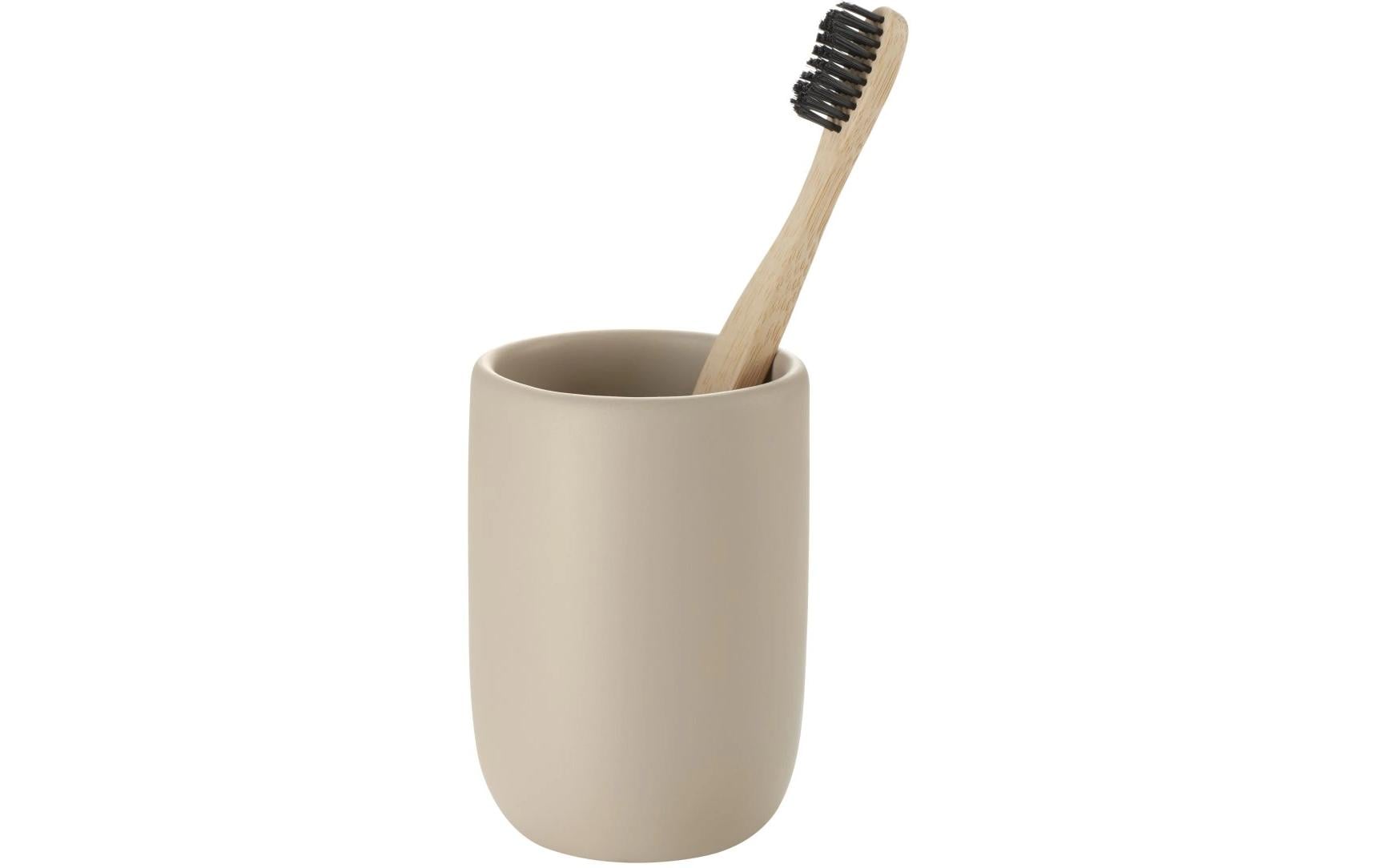 Diaqua Zahnputzbecher Smilla – 7,3×7,3×10 cm, Polyresin, Beige