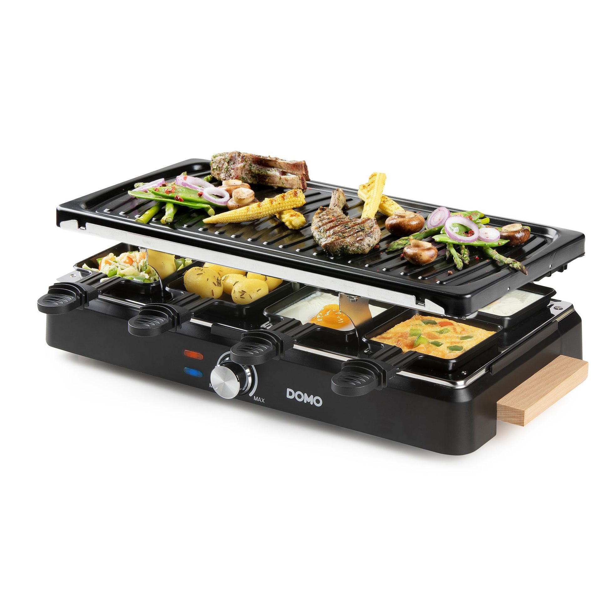 Domo Raclette DO9262G – 8 Personen, Naturstein-Grillplatte, 1 400 W – schwarz