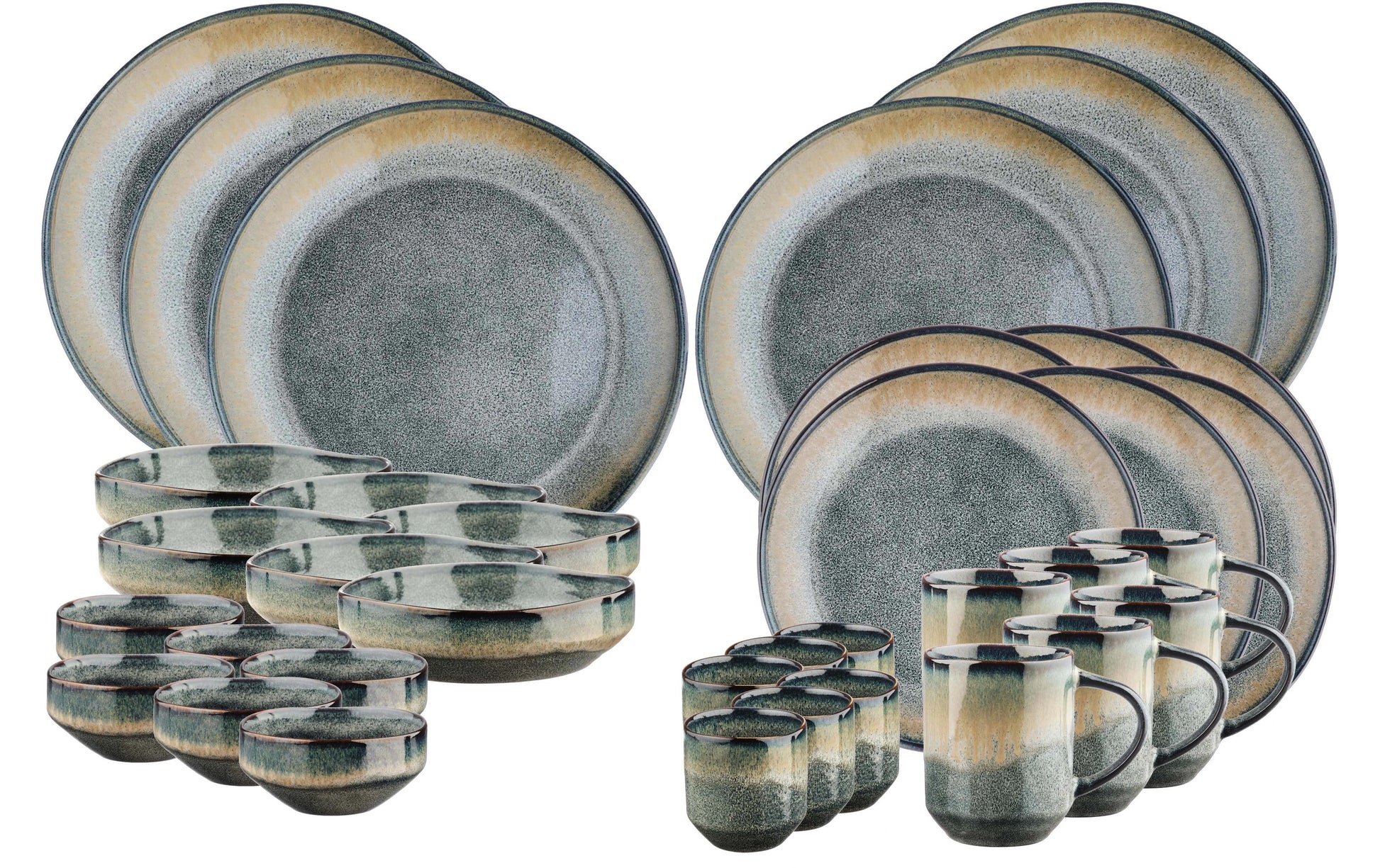 Björn GENESIS Speiseservice – Steingut, Khaki, spülmaschinengeeignet, mikrowellengeeignet, 36-teilig