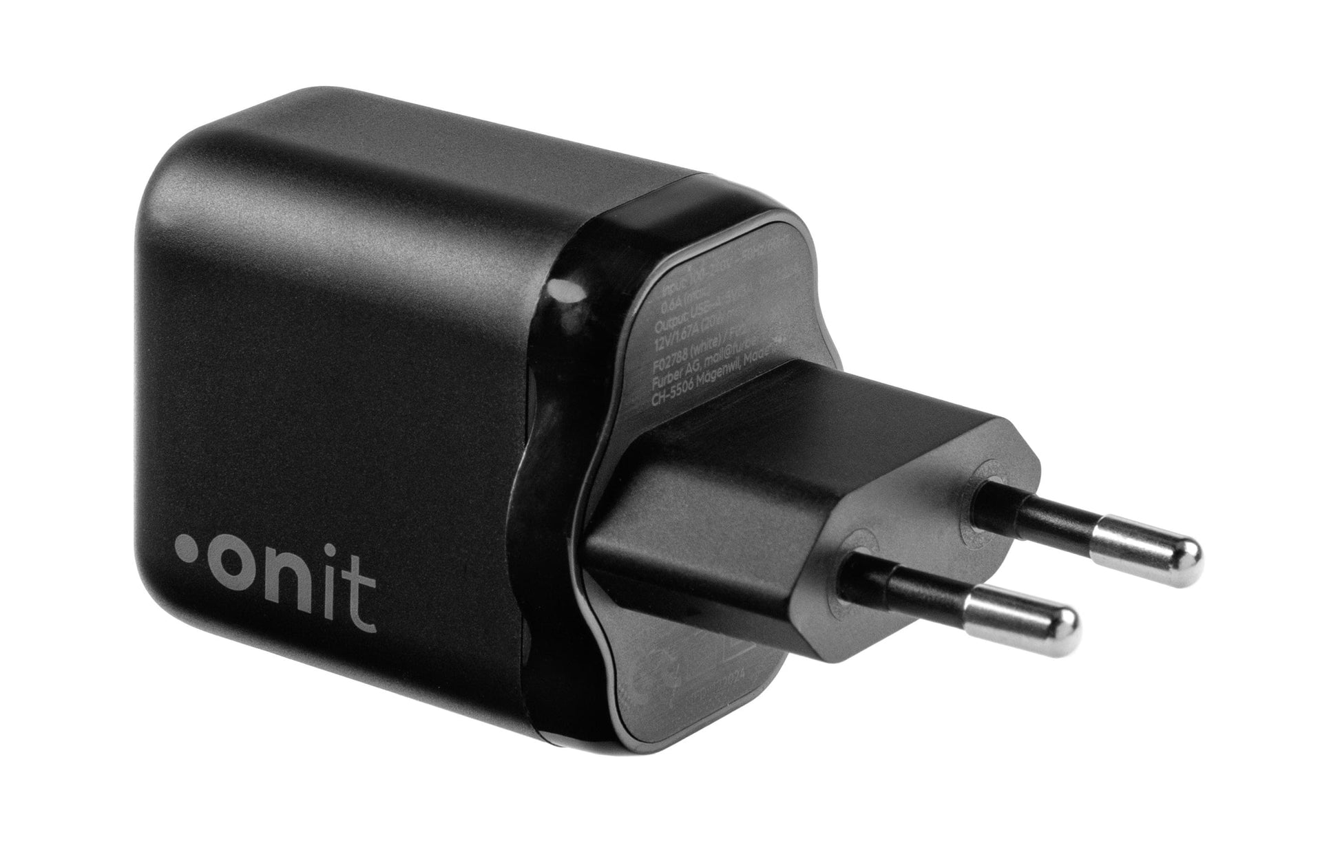 ONIT F02789 USB-Ladegerät 20 W – USB-A×1 – PD, QC 2.0/3.0, GaN – EU-Stecker (Typ C) – Schwarz
