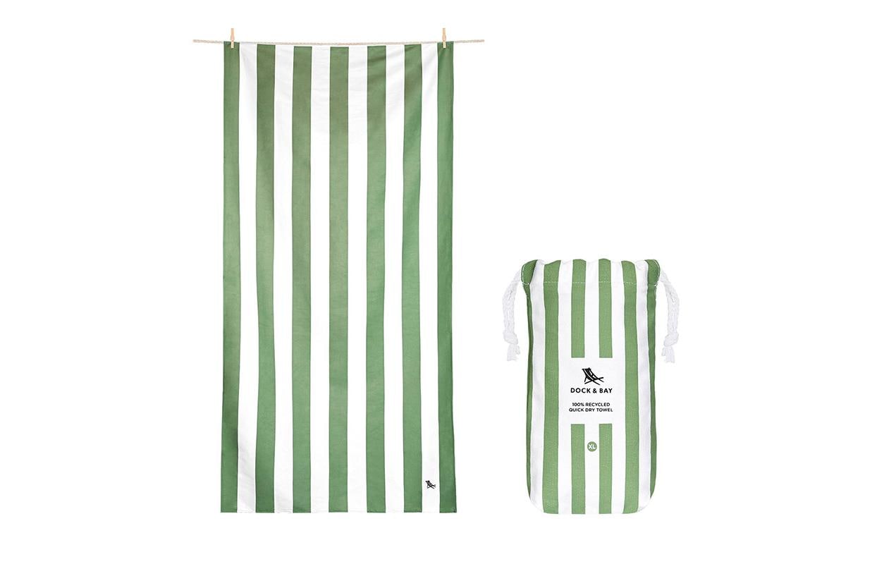 Dock & Bay Strandtuch CABANA – 90 × 200 cm, Khaki/Weiss, Polyamid/Polyester