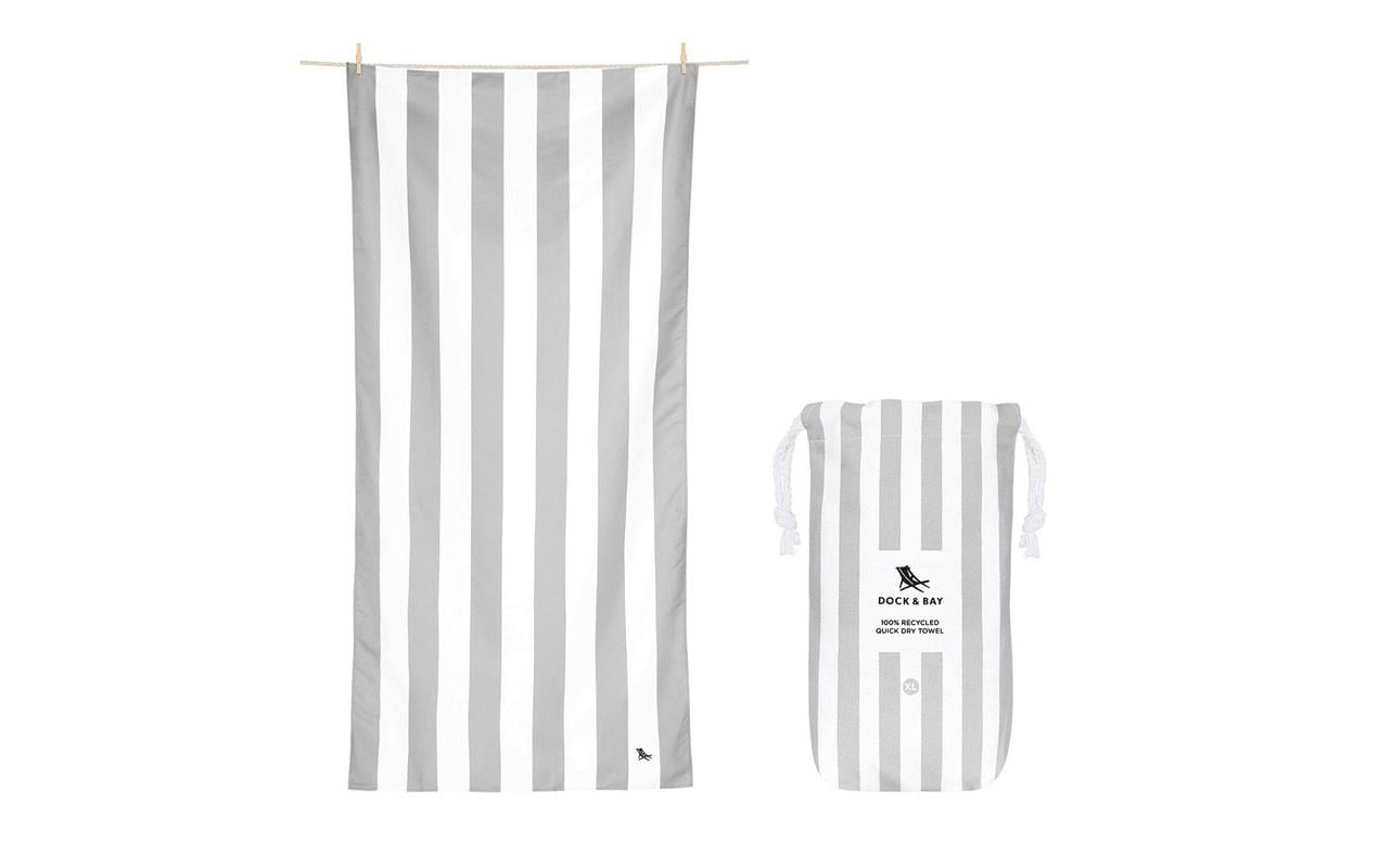 Dock & Bay Strandtuch CABANA – 90 × 200 cm, Grau/Weiss, Polyamid/Polyester