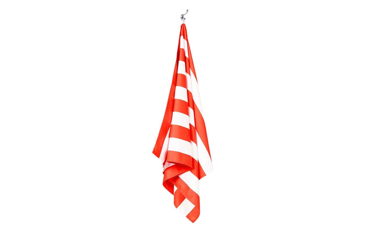 Dock & Bay Strandtuch CABANA – 90 × 200 cm, Weiss/Rot, Polyester
