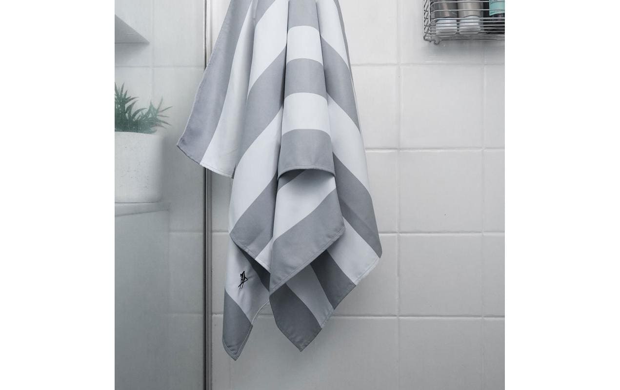 Dock & Bay Strandtuch CABANA – 90 × 200 cm, Grau/Weiss, Polyamid/Polyester