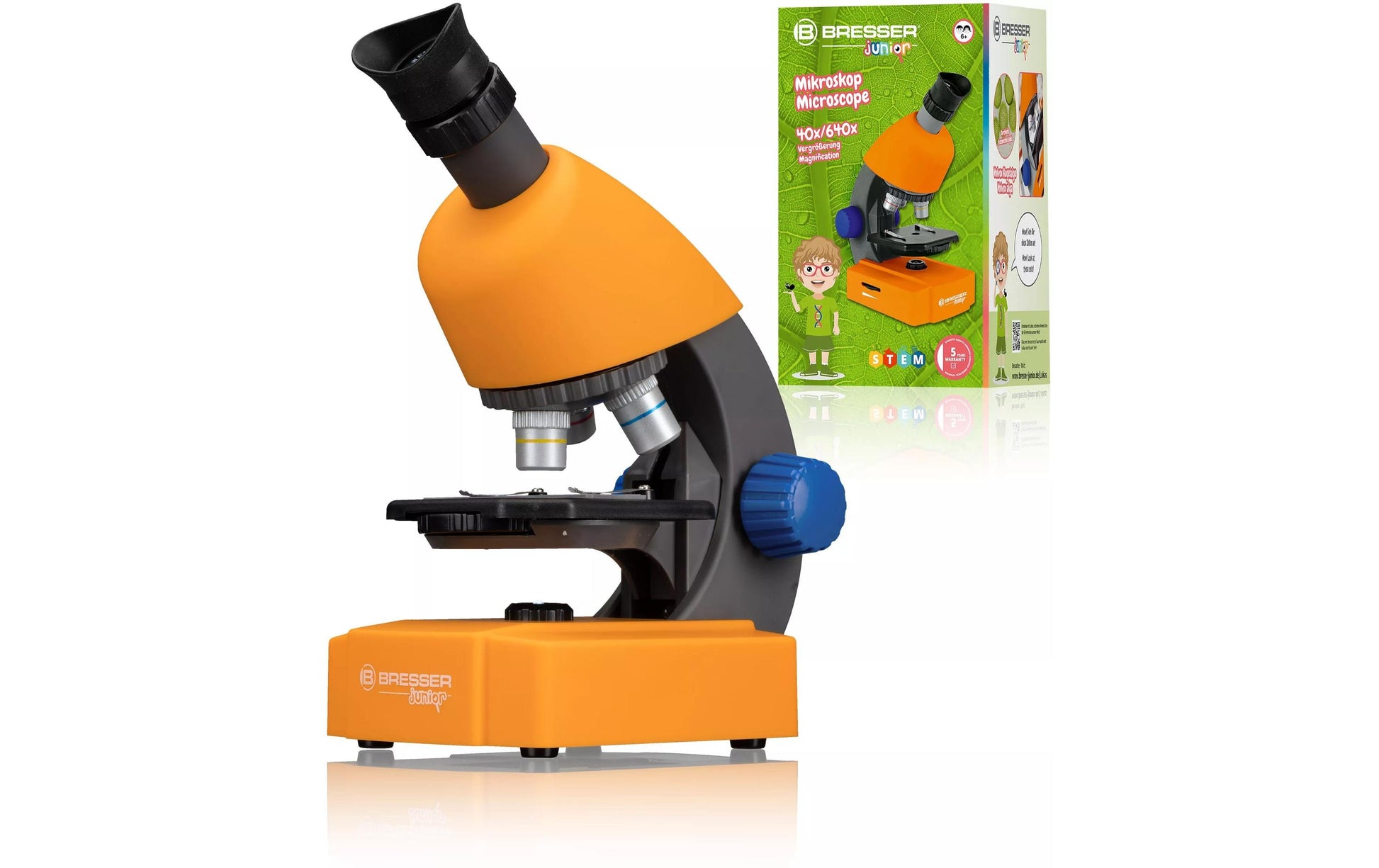 Bresser Optics Bresser Junior – Durchlicht-Mikroskop, batteriebetrieben, 3 × AA, ab 6 Jahren