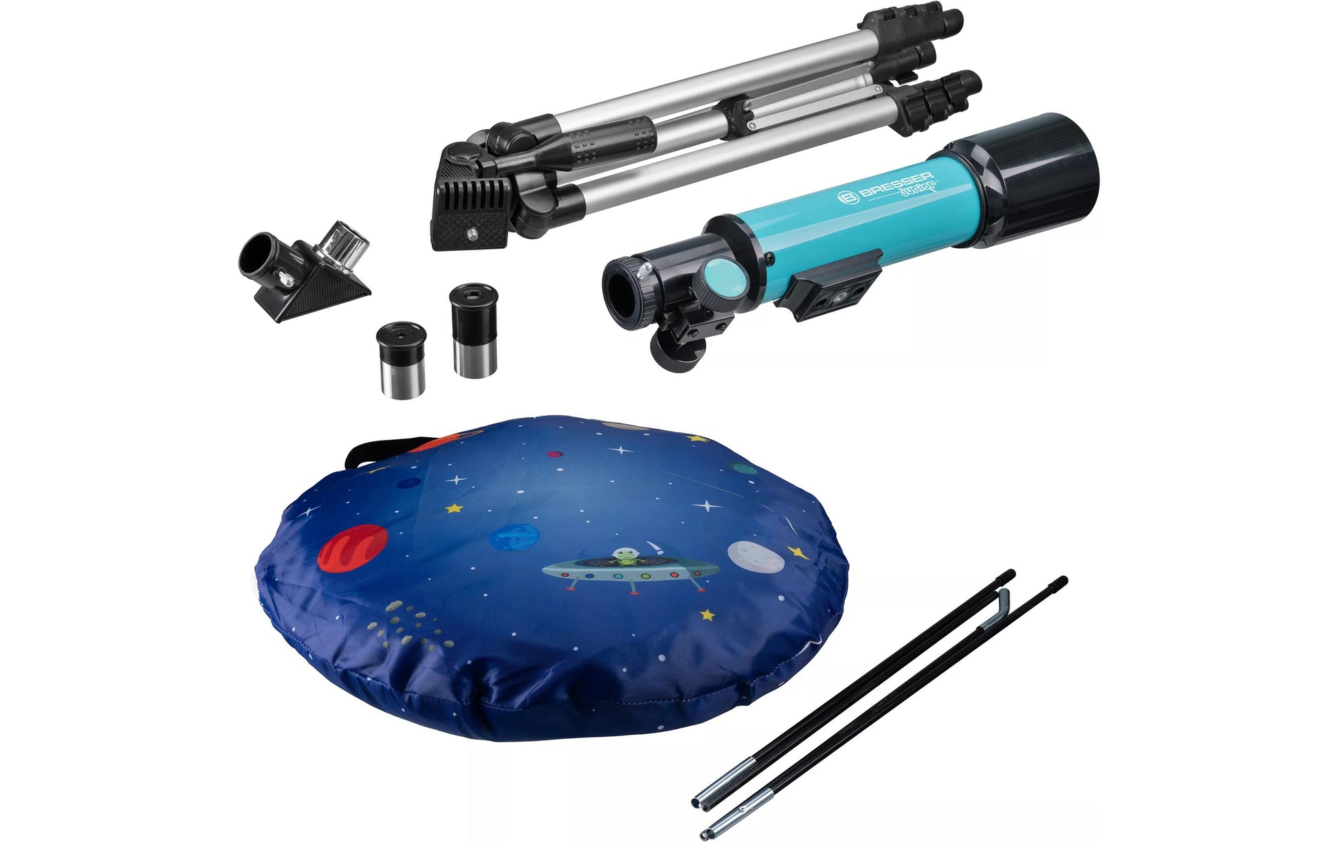 Bresser Optics Bresser Junior – Linsenteleskop (Refraktor) – mit Zelt, 60×, Brennweite 360 mm