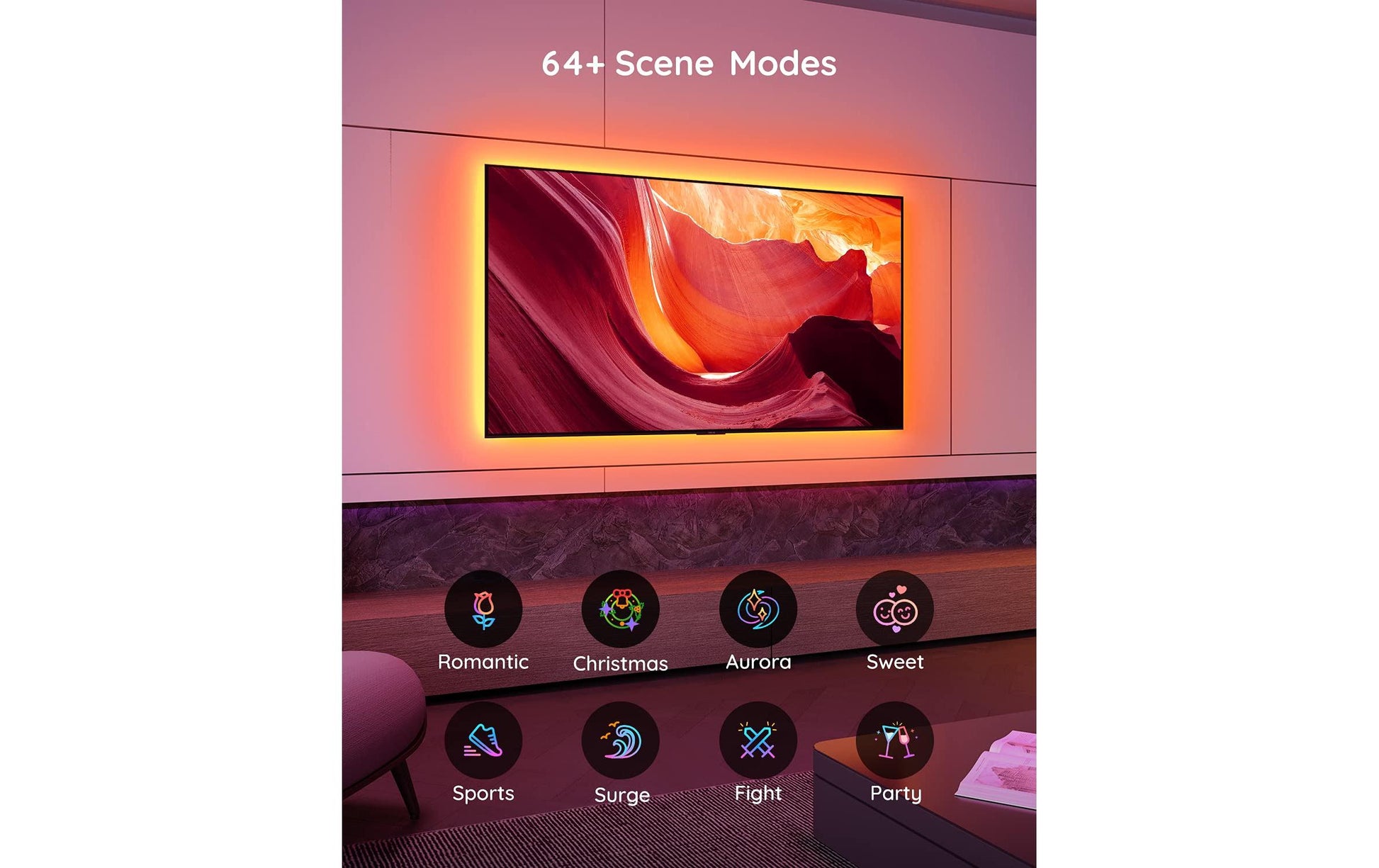 Govee TV-Backlight-Set – RGB, Bluetooth – für 57" TVs – Schwarz