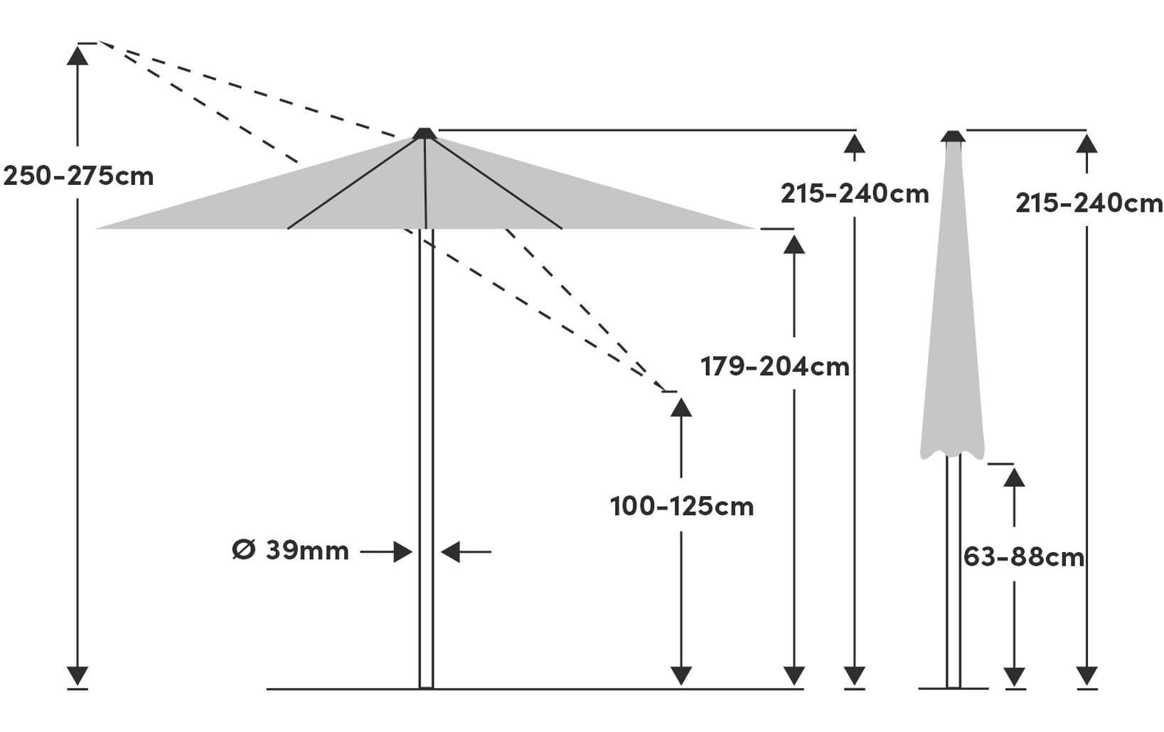 Suncomfort by Glatz Terrassenschirm Shell Turn – Ø 300 cm – Steingrau – höhenverstellbar, neigbar
