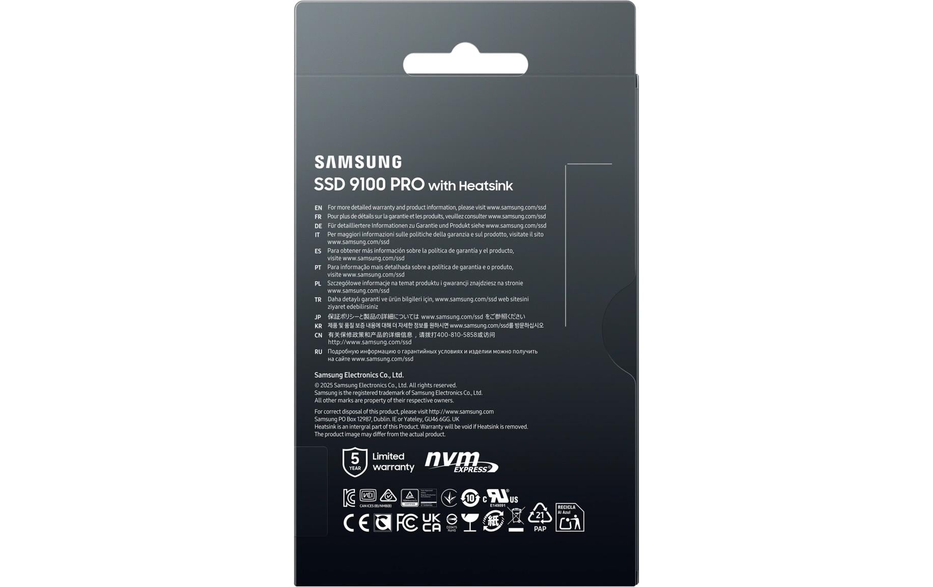 Samsung 9100 PRO Kühlkörper – M.2 2280 NVMe PCIe 5.0 – 14.7/13.4 GB/s