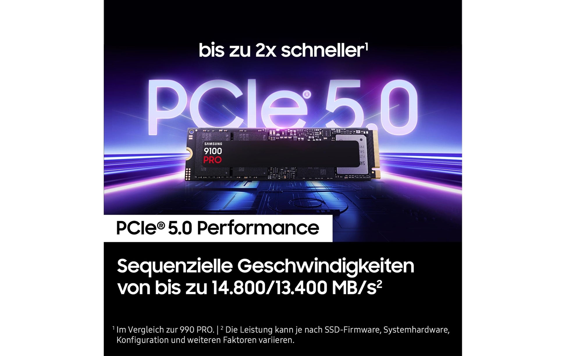 Samsung 9100 Pro (MZ‑VAP1T0BW) – 1 TB M.2 2280 PCIe 5.0 NVMe – 14'700/13'300 MB/s (Lesen/Schreiben)