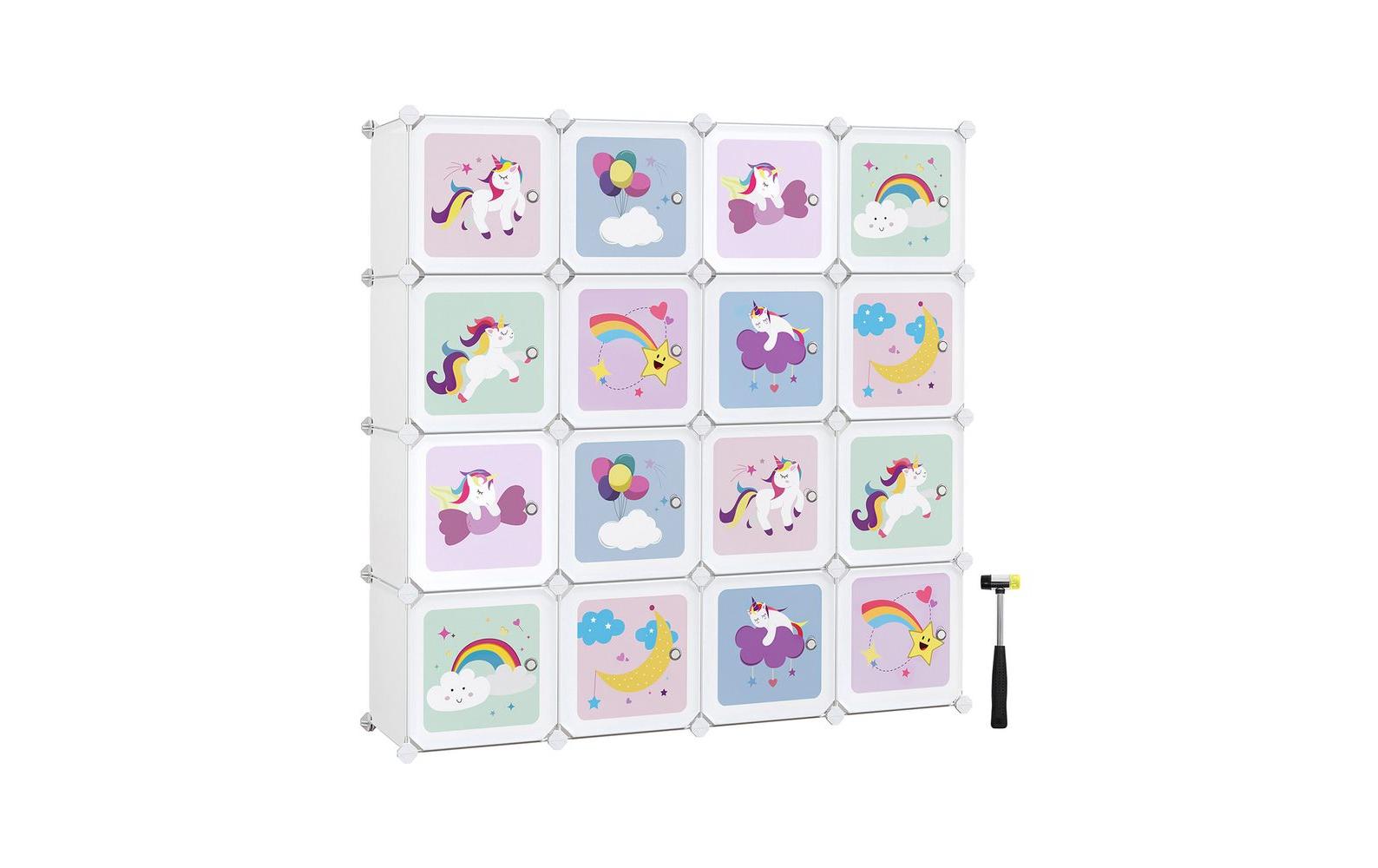 Songmics Büro-/Lagerregal freistehend, LPC906W01 – 16 Böden – 31 × 153 × 153 cm – mehrfarbig