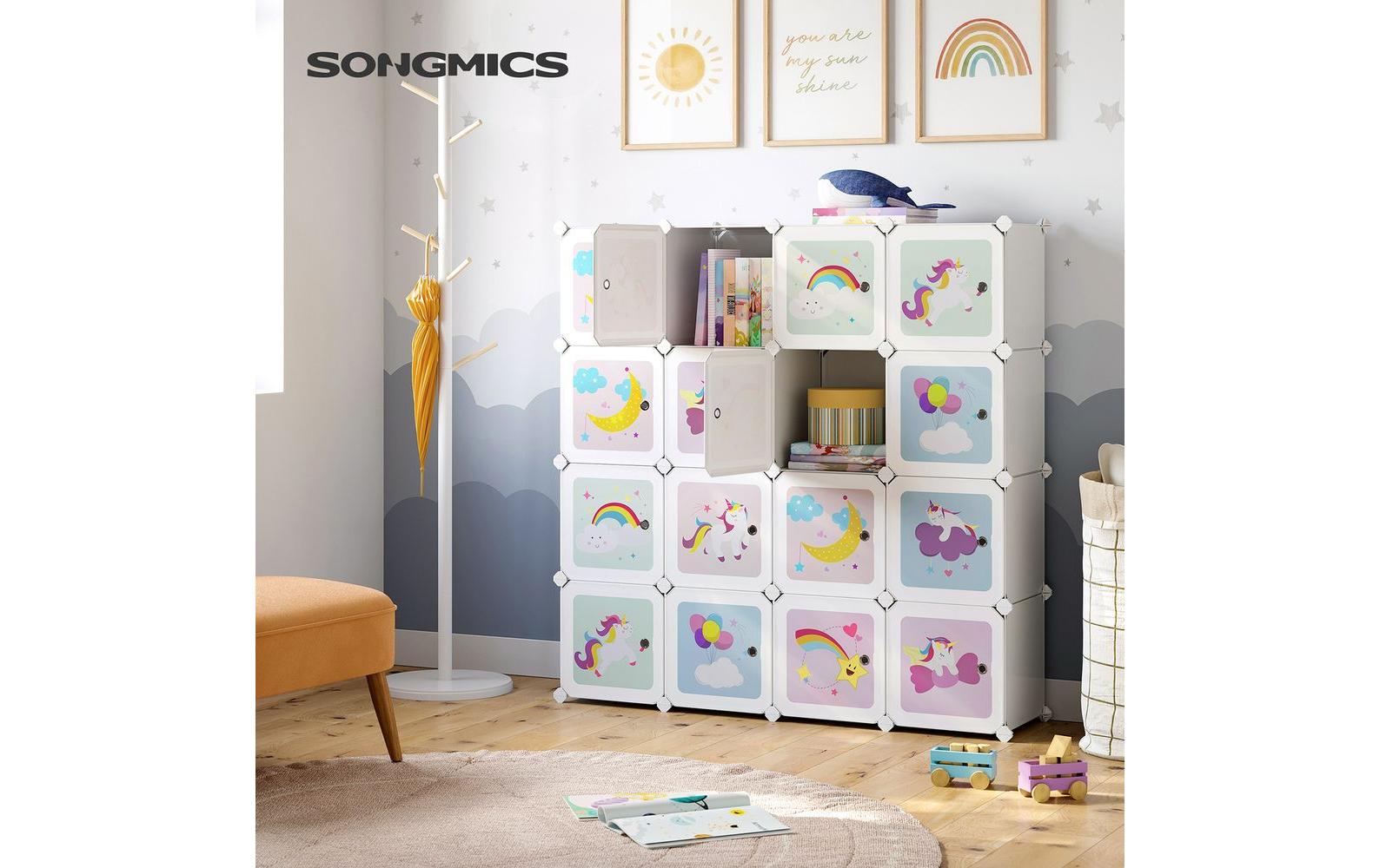 Songmics Büro-/Lagerregal freistehend, LPC906W01 – 16 Böden – 31 × 153 × 153 cm – mehrfarbig