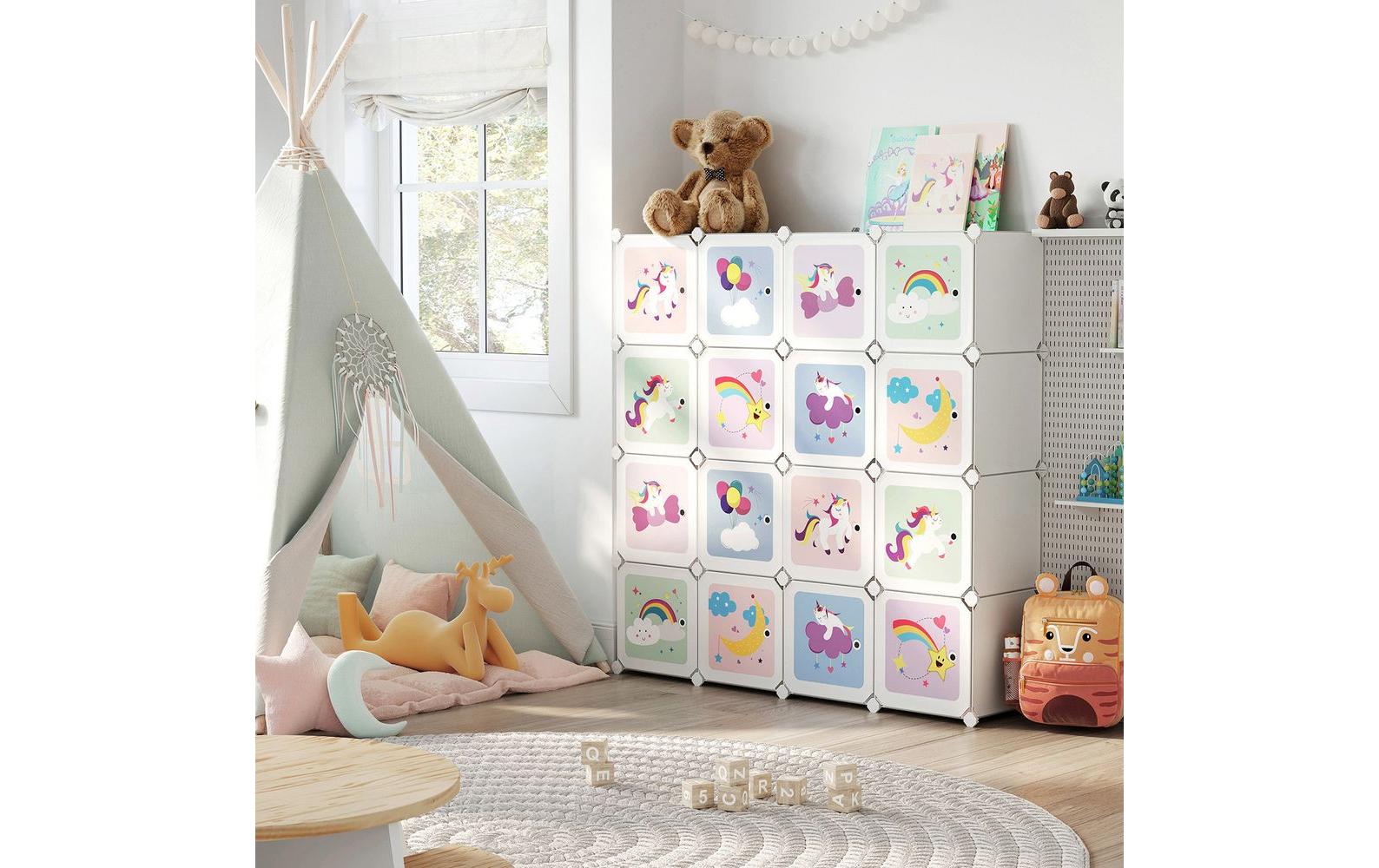 Songmics Büro-/Lagerregal freistehend, LPC906W01 – 16 Böden – 31 × 153 × 153 cm – mehrfarbig