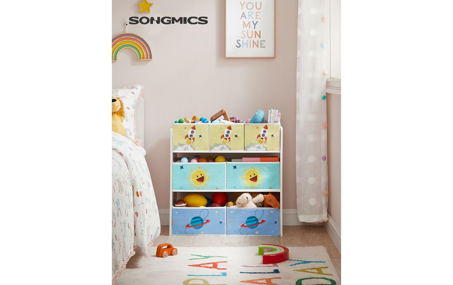 Songmics Freistehendes Büro-/Lagerregal – 7 Böden – 62,5 × 29,5 × 60 cm – 20 kg – Weiss – MDF/Stahl