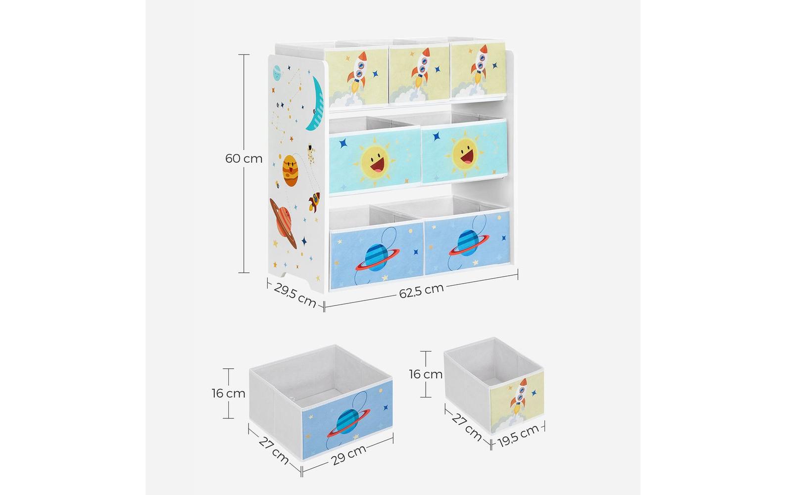 Songmics Freistehendes Büro-/Lagerregal – 7 Böden – 62,5 × 29,5 × 60 cm – 20 kg – Weiss – MDF/Stahl