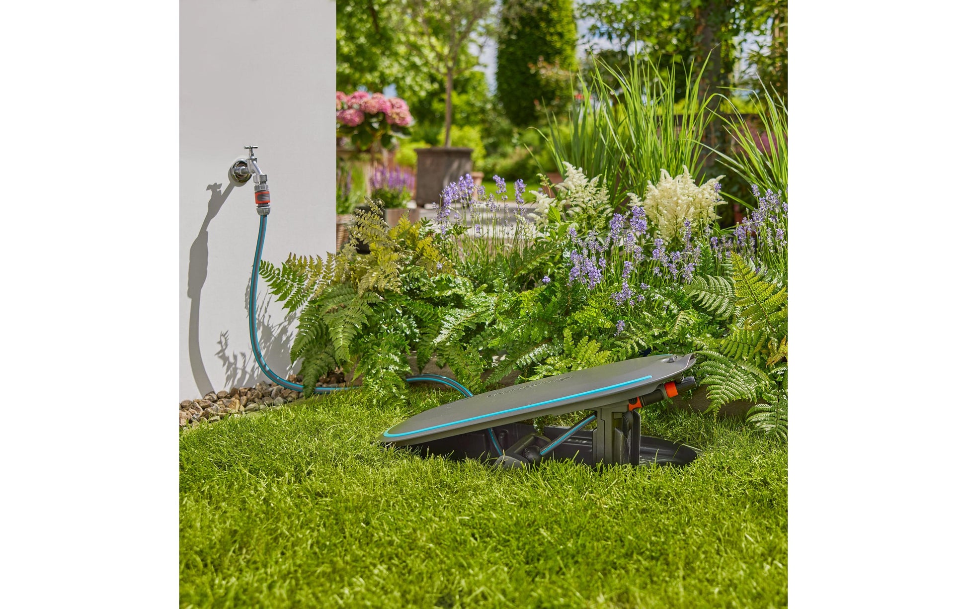 Gardena RollUp M Schlauchbox 20 m – mit Schlauch, automatisch, schwarz, B 335 × H 485 × T 700 mm