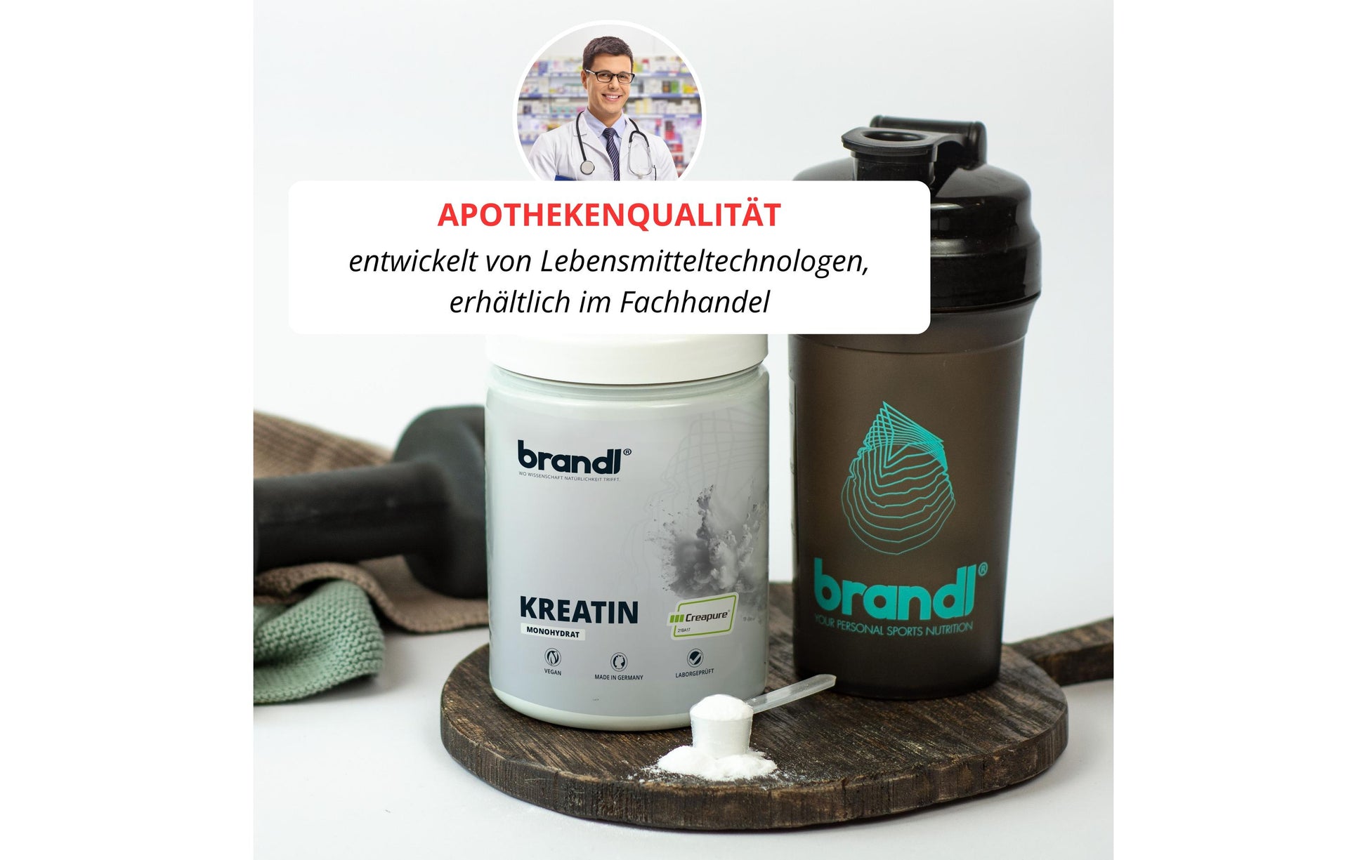 Brandl Nutrition Kreatin Monohydrat Pulver – Neutral – 500 g