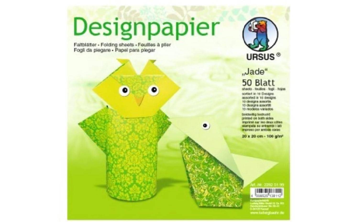 URSUS Origamipapier – 20 × 20 cm, mehrfarbig, 100 g/m² – 50 Blatt