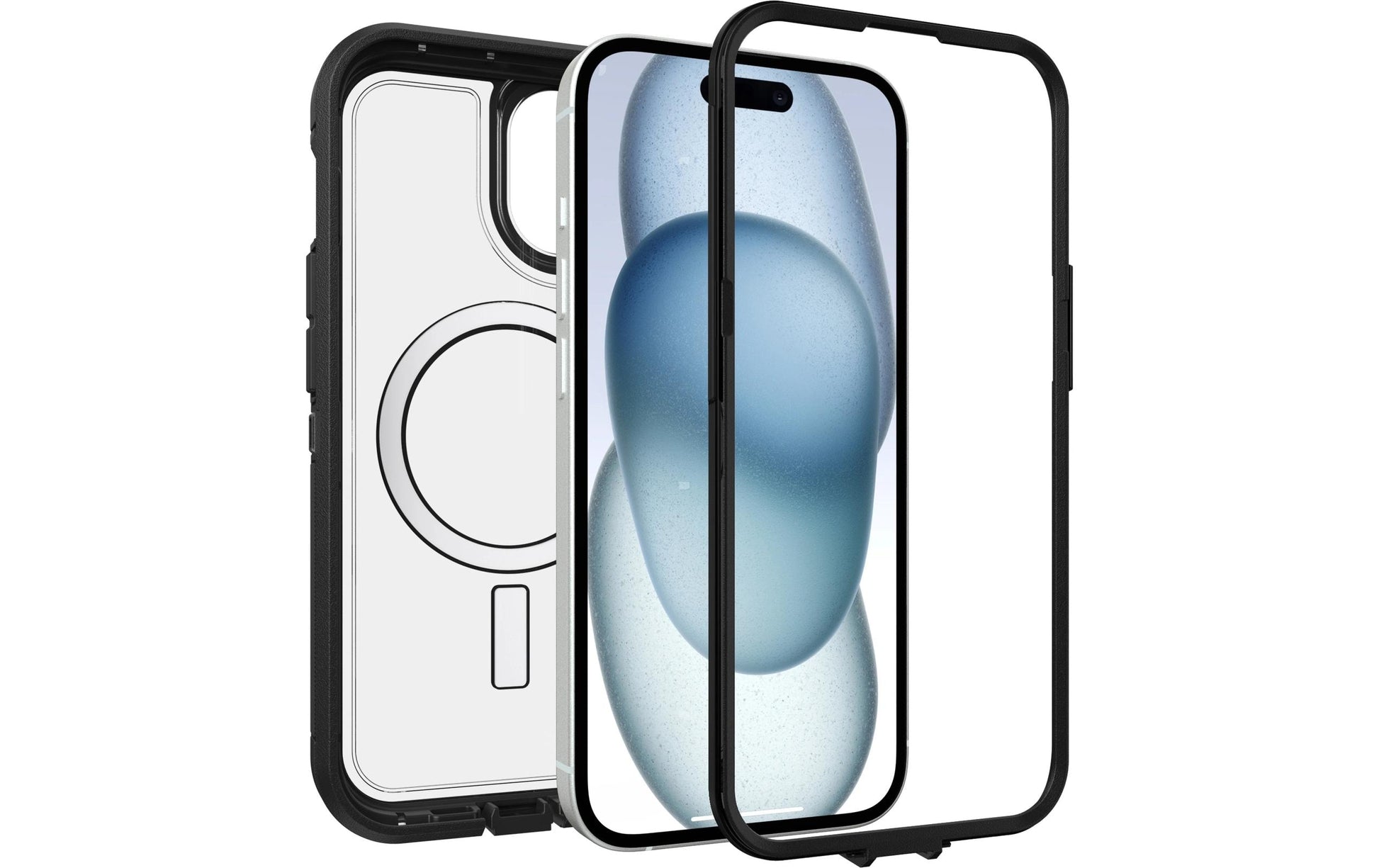OtterBox Backcover Defender XT – für Apple iPhone 15 – transparent/schwarz – MagSafe-kompatibel