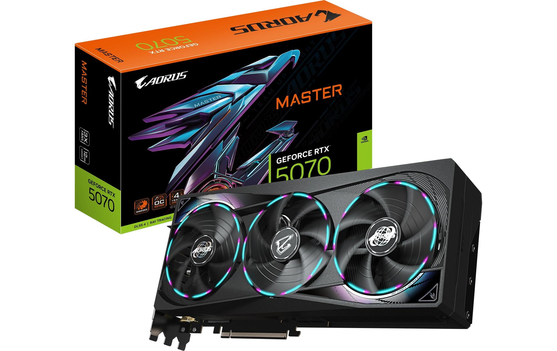 GIGABYTE AORUS GeForce RTX 5070 MASTER 12G – PCIe Grafikkarte – 12 GB GDDR7, 3×DP, 1×HDMI, PCIe 5.0 x16