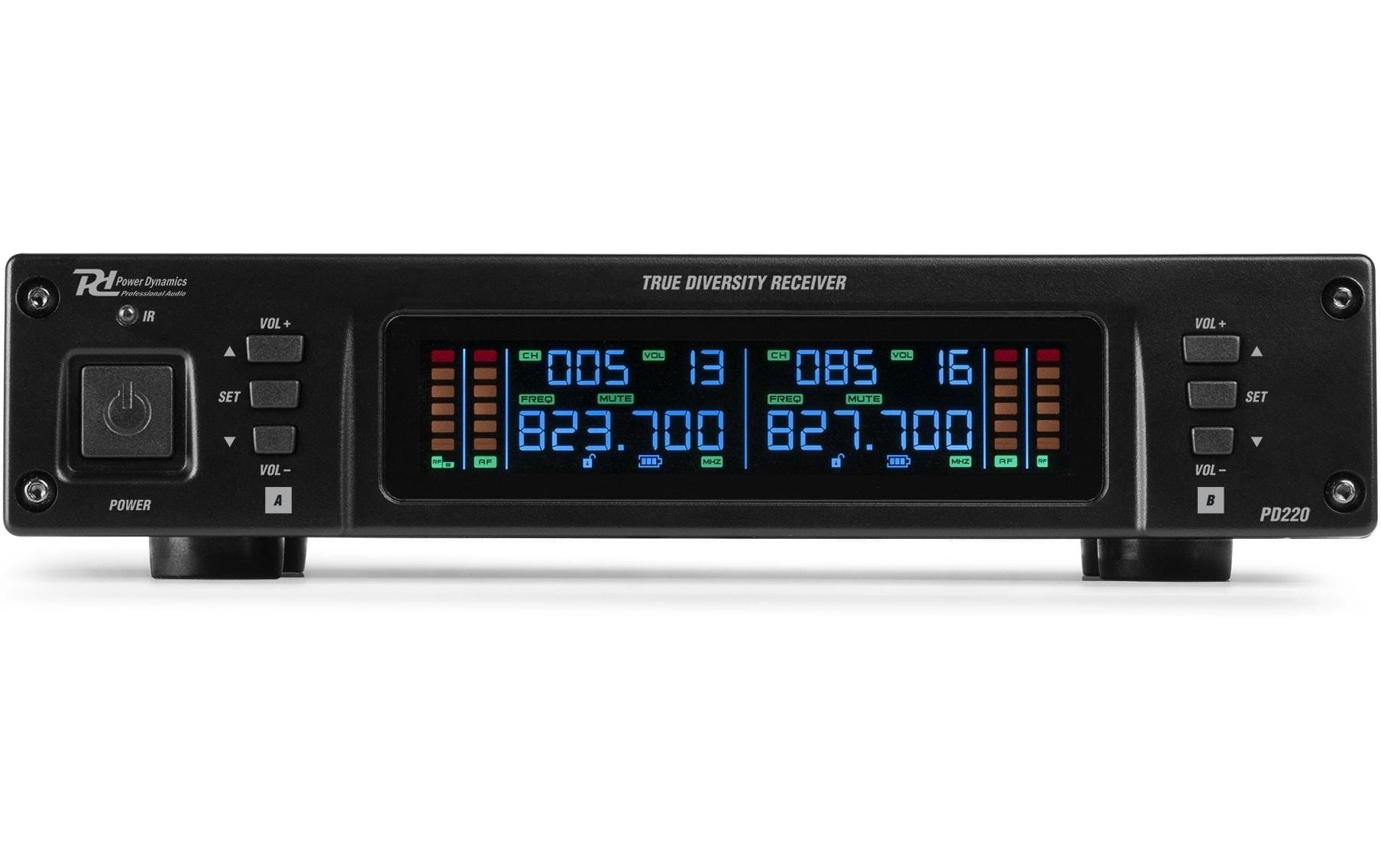 Power Dynamics PD220 Bühnenmikrofon 2er-Set – XLR/6,35 mm Klinke, Kabellos, Niere, 823–832 MHz, Schwarz