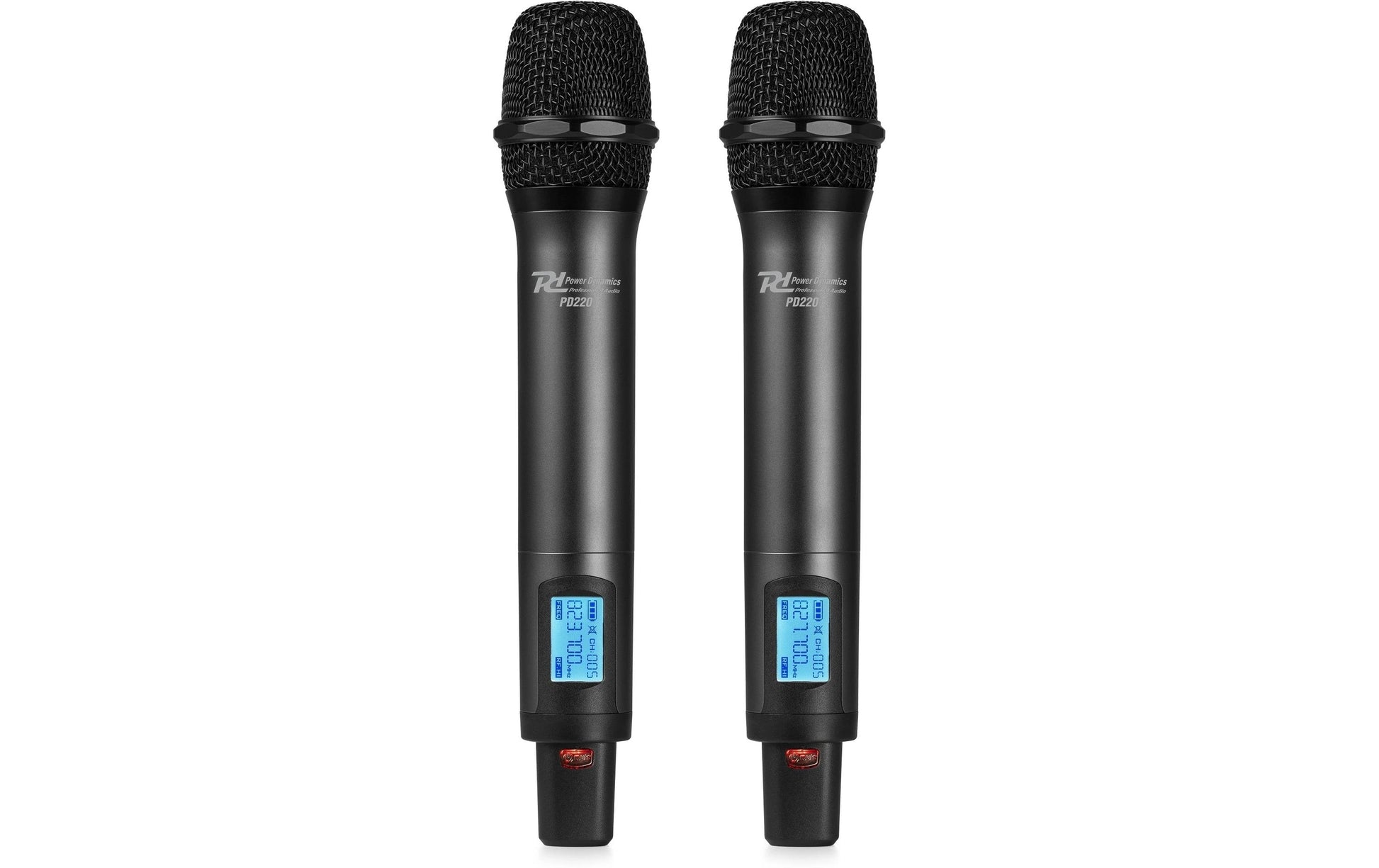 Power Dynamics PD220 Bühnenmikrofon 2er-Set – XLR/6,35 mm Klinke, Kabellos, Niere, 823–832 MHz, Schwarz