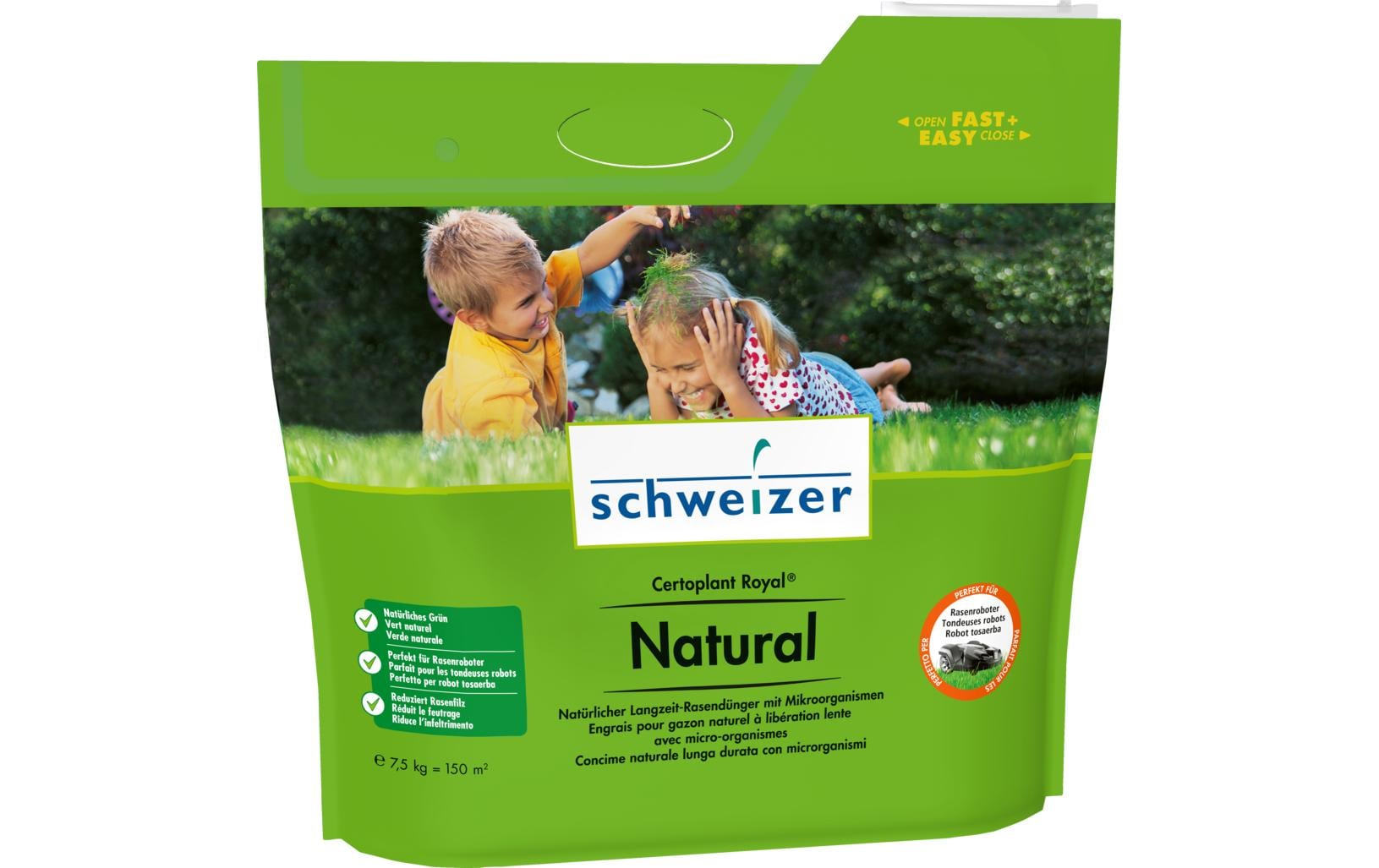 Eric Schweizer Mehrnährstoffdünger Granulat, Certoplant Royal Natural, 7,5 kg, für Rasen – 1 Stück