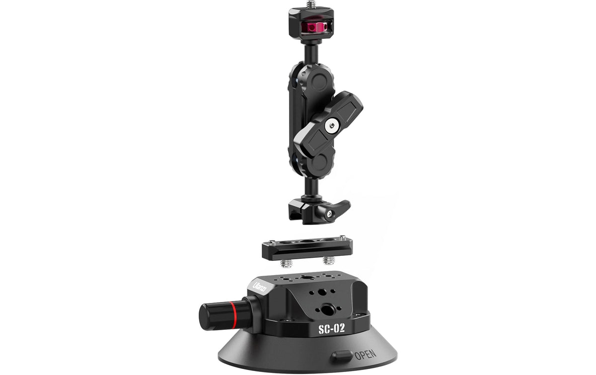 Ulanzi SC-02 Saugnapfhalterung – 360° drehbar – für Action-Kamera, Kamera, Handy/Smartphone – Schwarz