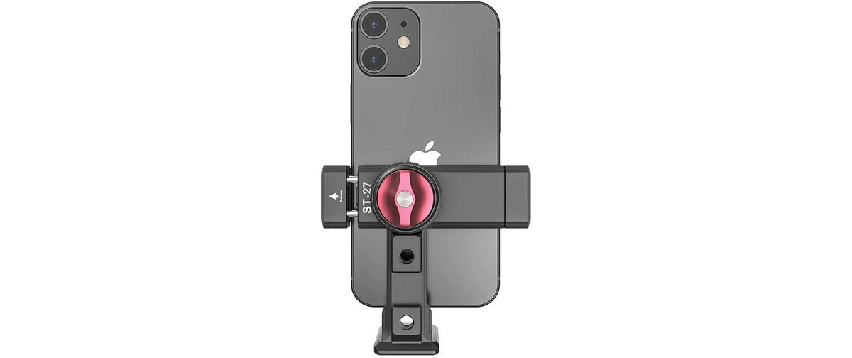 Ulanzi ST-27 – Tisch-Ständer – Klemme, drehbar – Stativgewinde 1/4", für Smartphones 60–89 mm – Schwarz/Rot