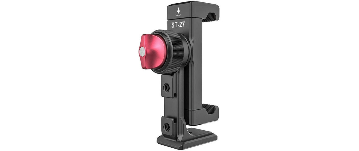 Ulanzi ST-27 – Tisch-Ständer – Klemme, drehbar – Stativgewinde 1/4", für Smartphones 60–89 mm – Schwarz/Rot