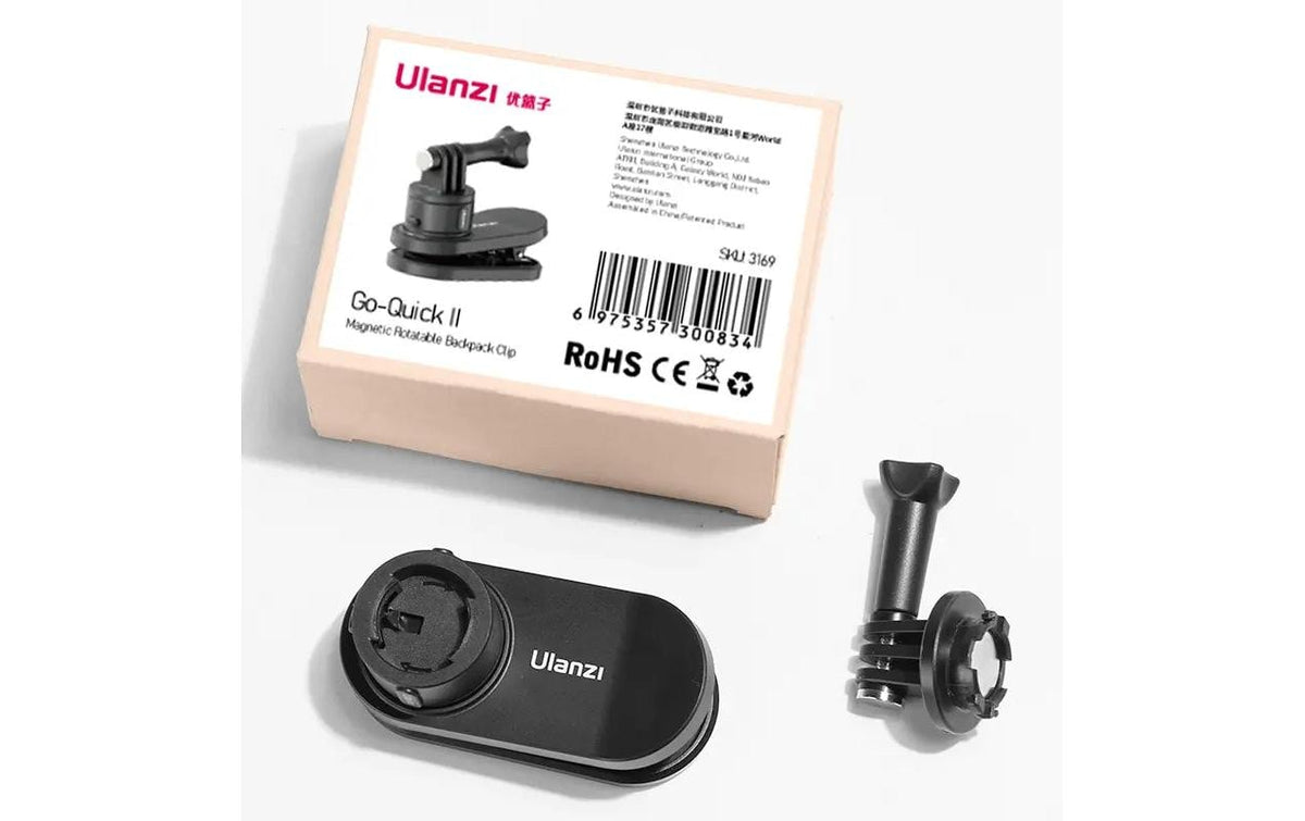 Ulanzi Go Quick II Rucksack-Clip – für GoPro, DJI OSMO, Insta360 – Schwarz