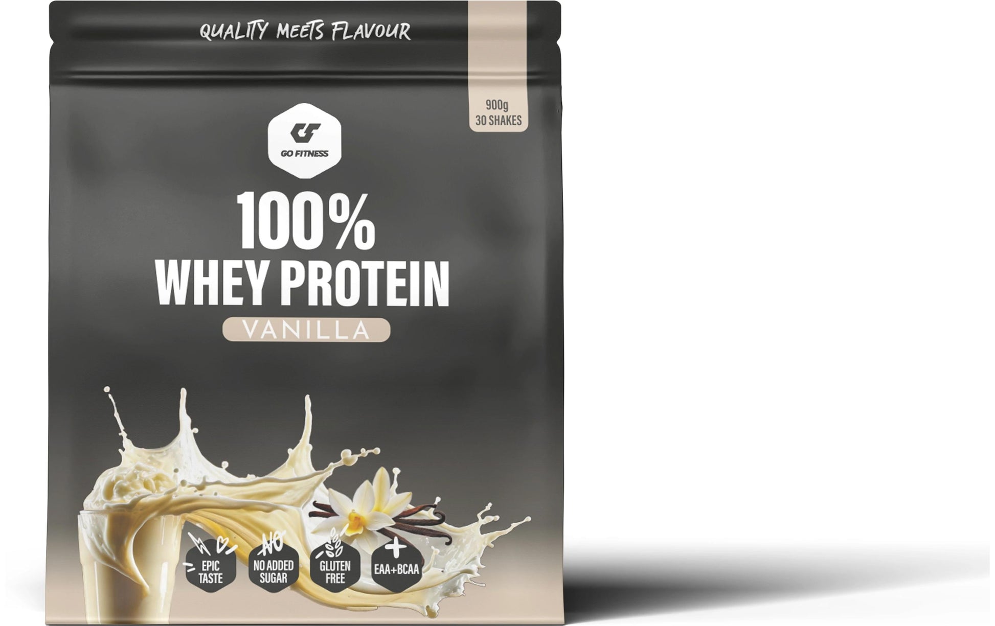 Go Fitness Whey Protein Pulver Vanille – glutenfrei, ohne Zuckerzusatz – 900 g