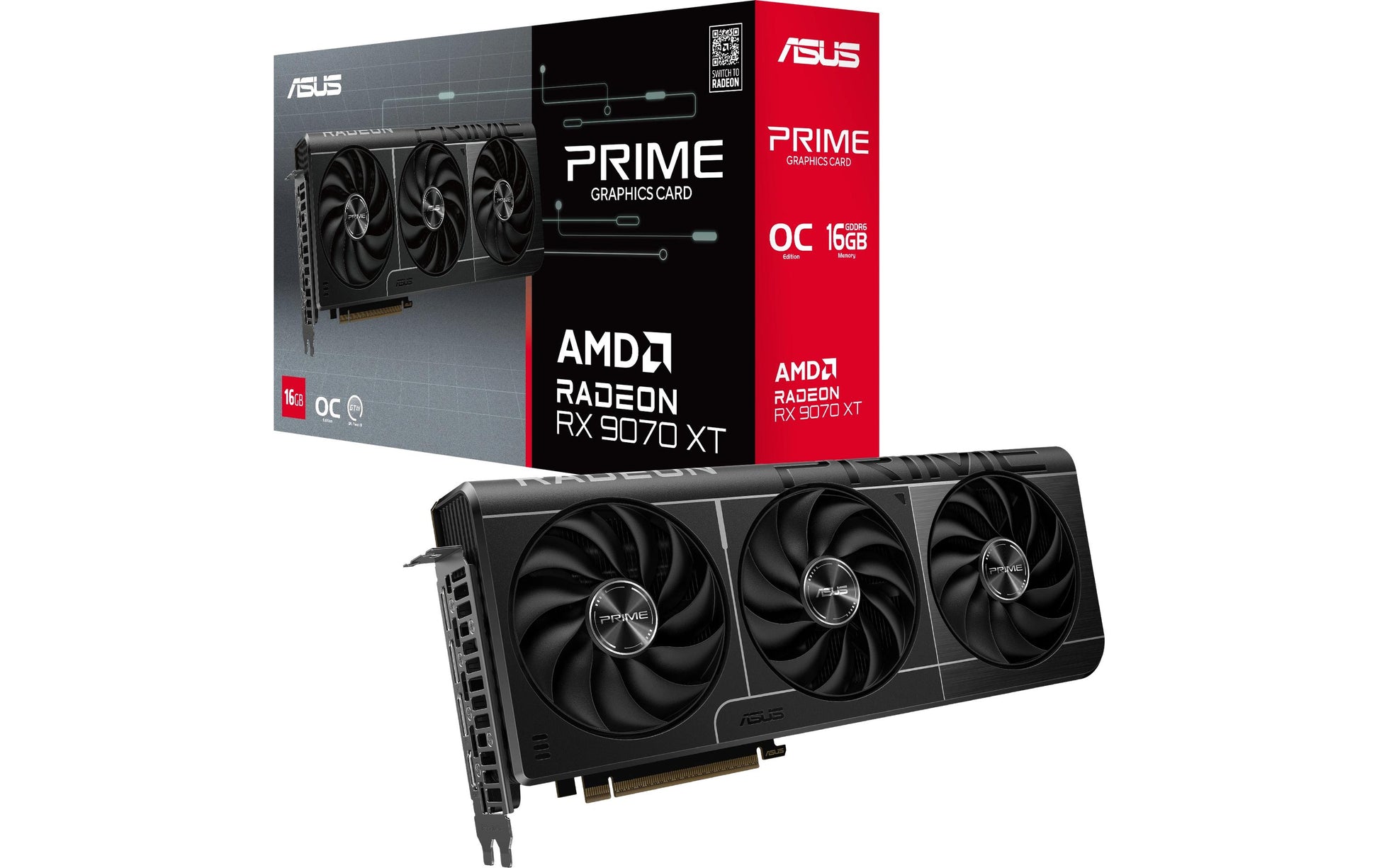 ASUS Grafikkarte PRIME-RX9070XT-O16G – Radeon RX 9070 XT, 16 GB GDDR6, PCIe 5.0, 3×DP, 1×HDMI 2.1b, 2,5 Slots