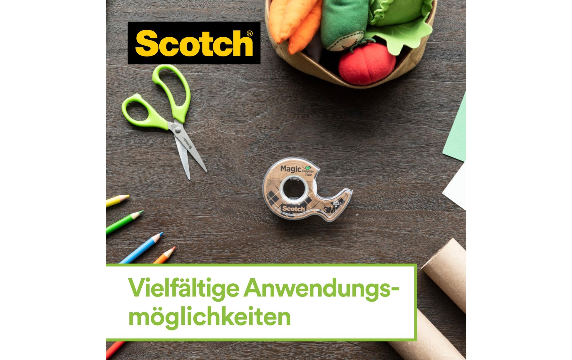 Scotch Handabroller – für Rollenbreite bis 19 mm, für Bandlänge bis 13,9 m, Metall, Silber, inkl. 4 Rollen