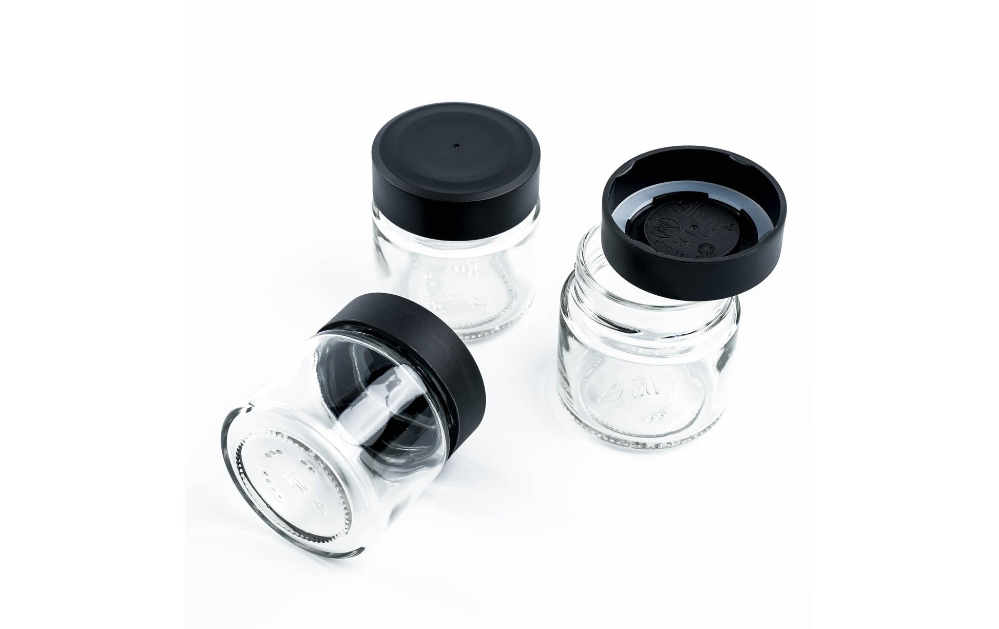 Silwy Vorratsdose 125 ml, Ø 6 × 6,3 cm, Glas, Transparent/Weiss, 3 Stk.