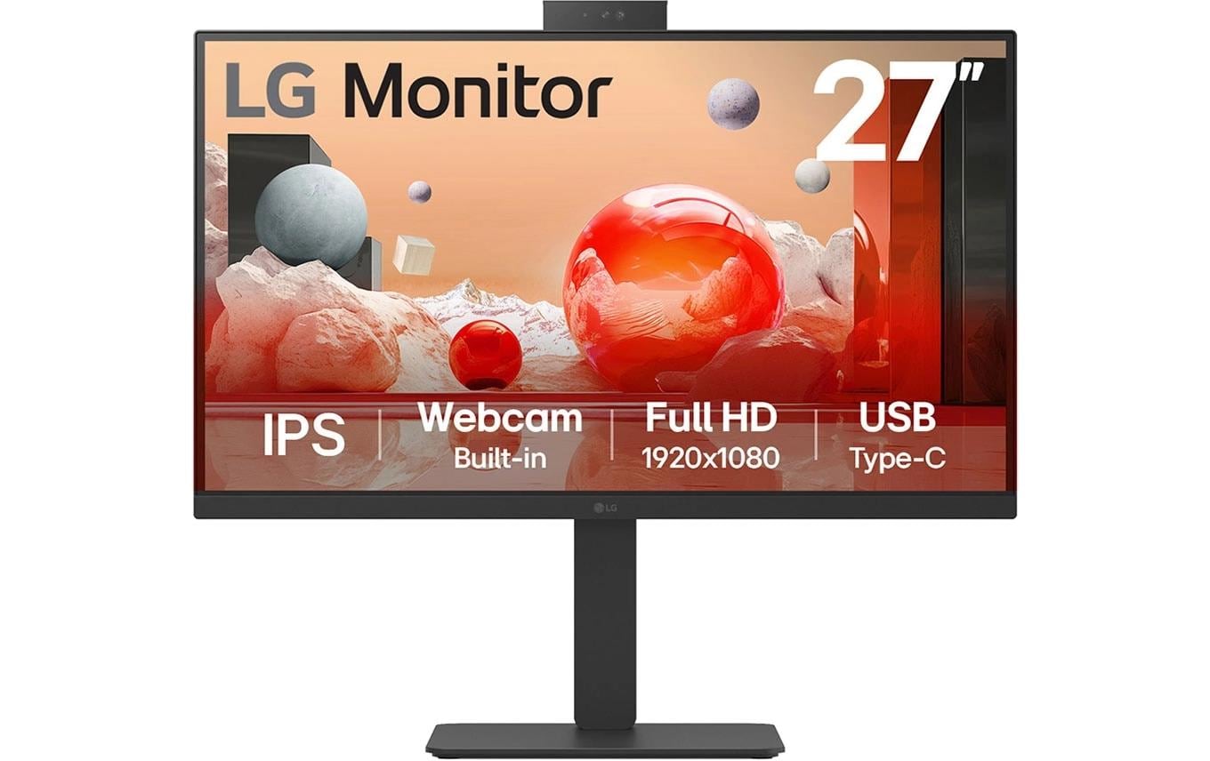LG 27BA850-B – Monitor, 27", IPS, 100 Hz, 250 cd/m², Webcam, USB-C, KVM, VESA 100 × 100, Schwarz