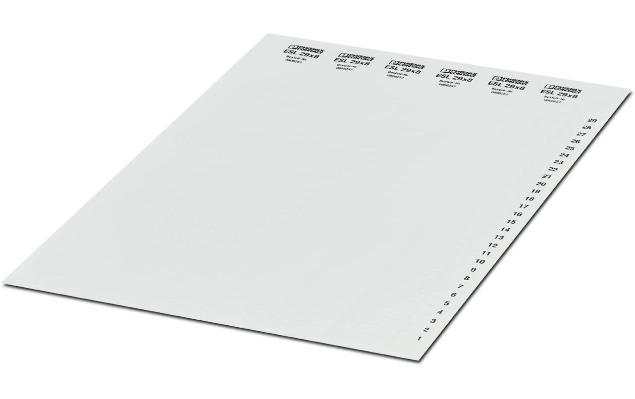 Phoenix Contact Kabelbeschriftung ESL 29X8 – 29 mm × 0,01 m, Polyester, Weiss, mit Beschriftungsfeld