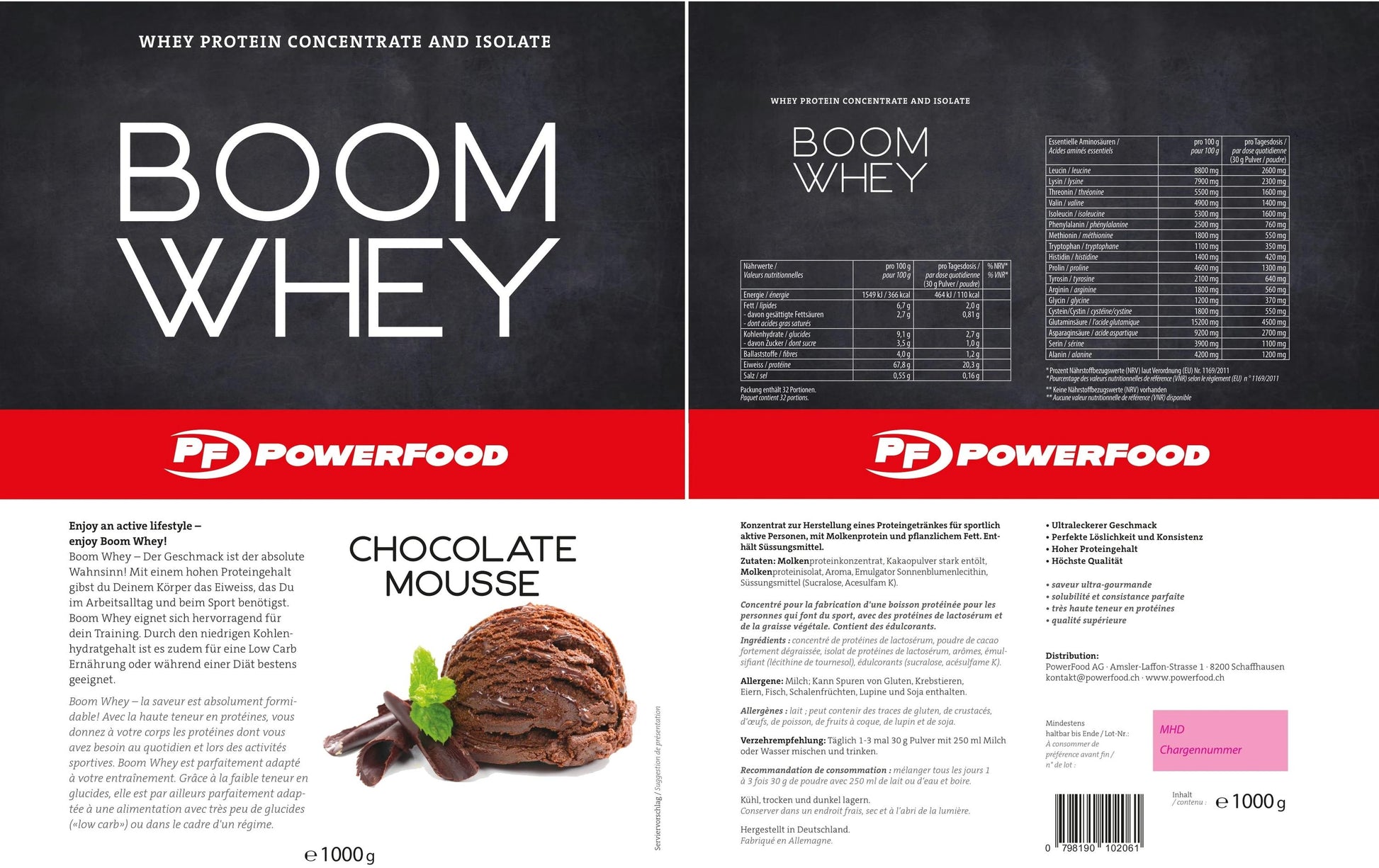 PowerFood Whey Protein Schokolade – 1 kg