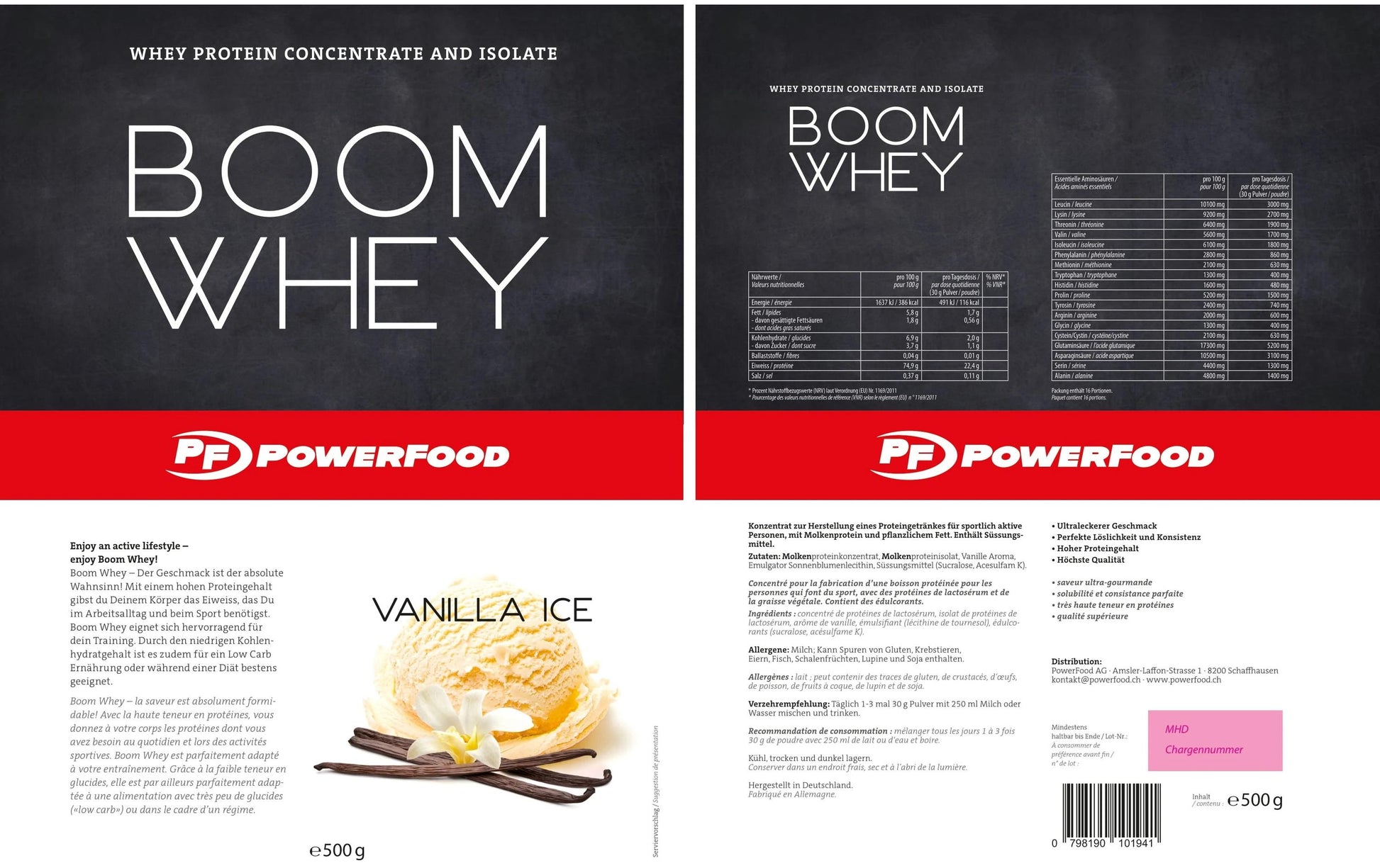 PowerFood Whey Protein Pulver Vanille – 500 g