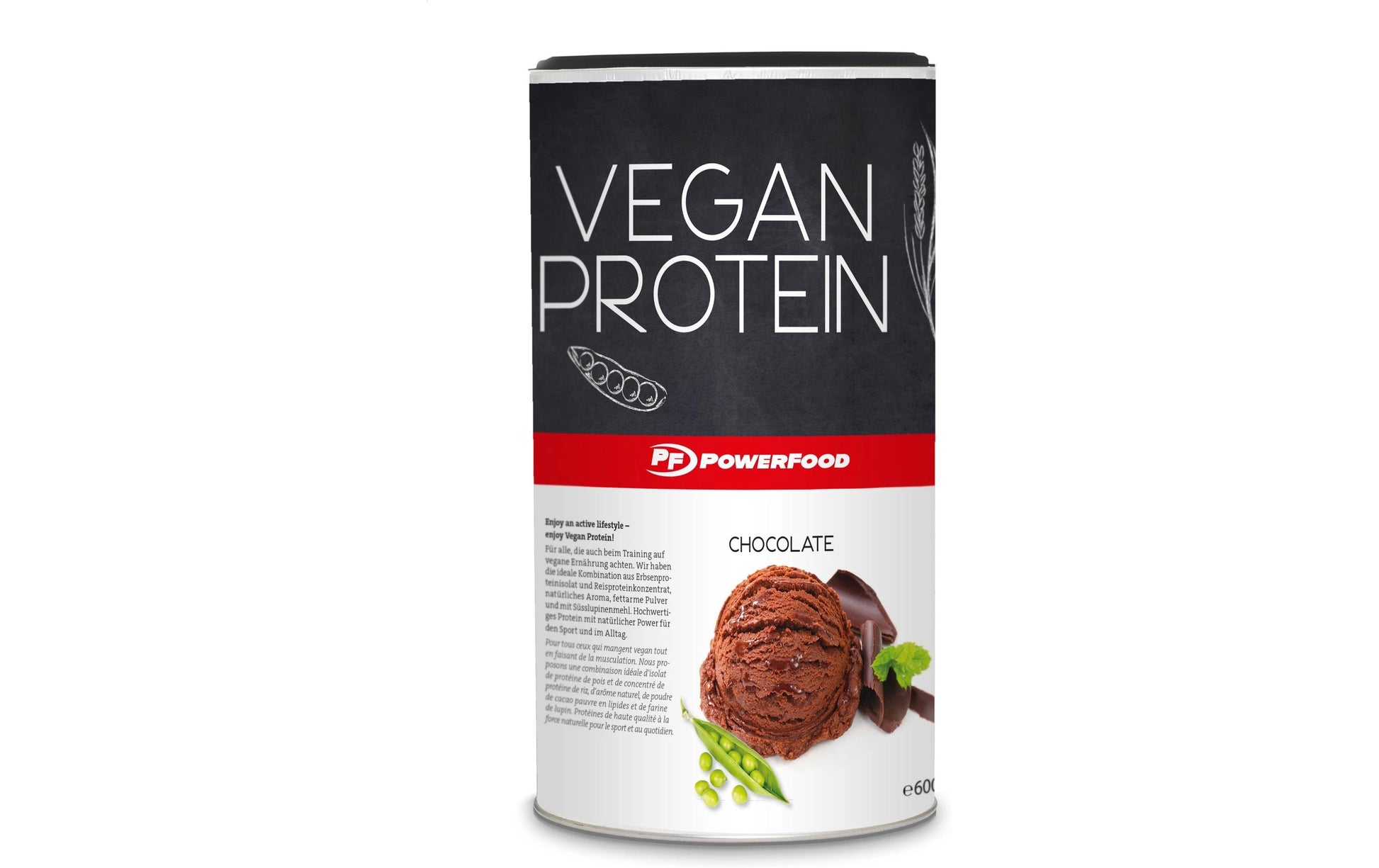 PowerFood Protein Pulver Schokolade – Vegan – 600 g