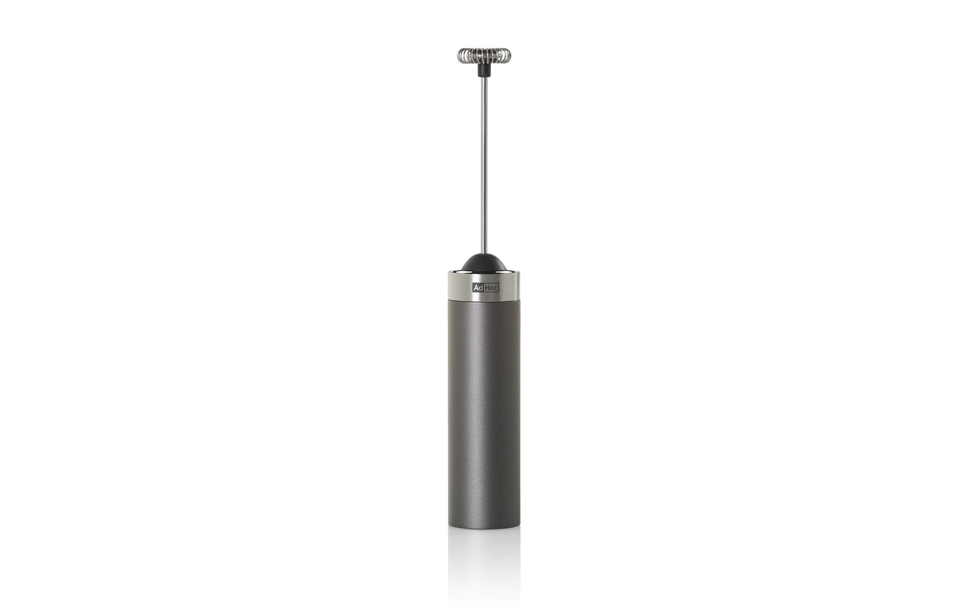 AdHoc Milchschäumer, 3,2 × 3,2 × 20 cm, Edelstahl/Kunststoff, Dunkelgrau, batteriebetrieben (2× AAA)