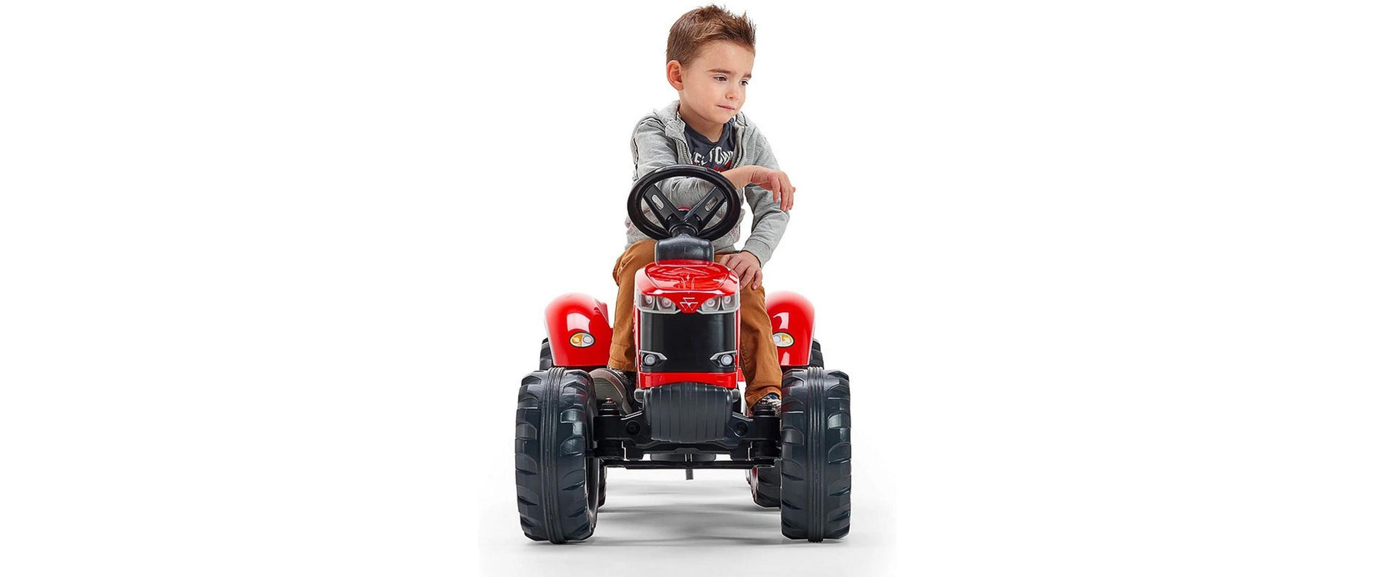 Falk Aufsitztraktor mit Anhänger – 58 × 66 × 162 cm – Kunststoff, schwarz/rot – ab 3 J.