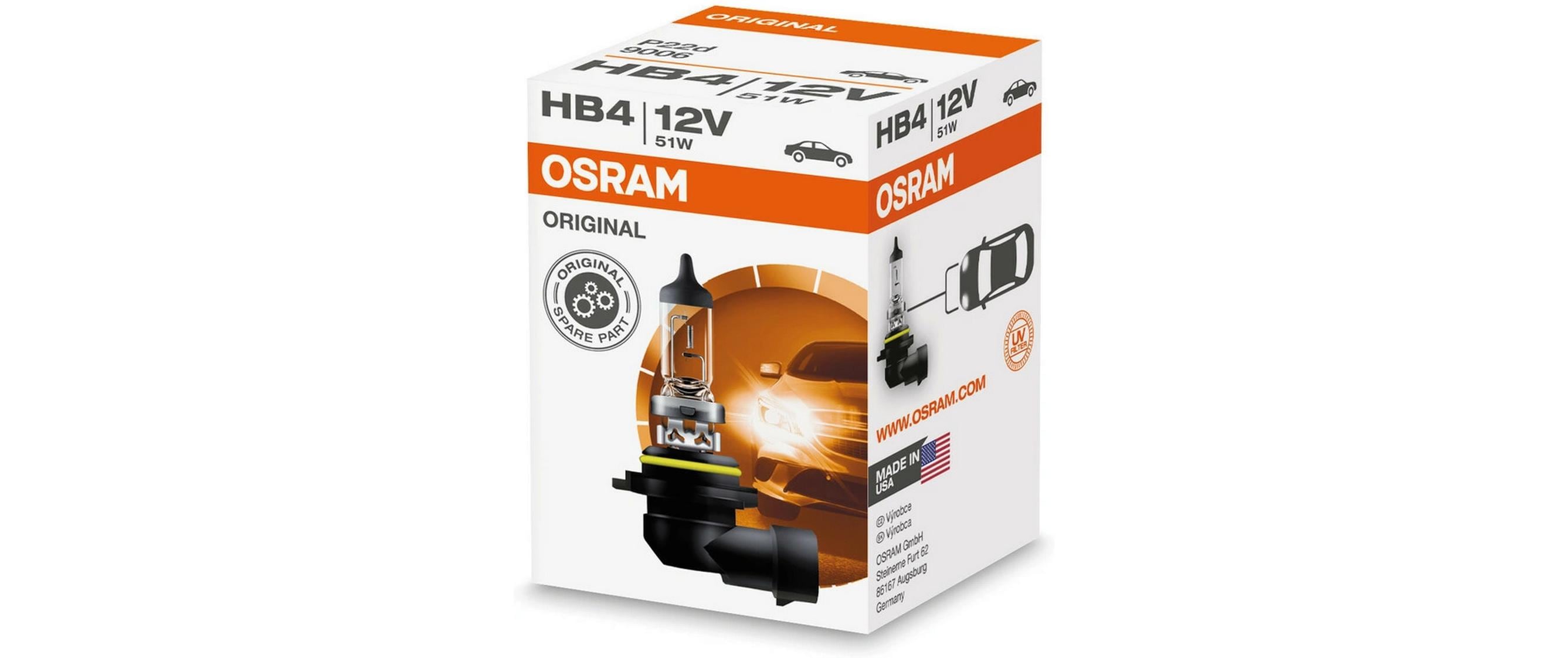 Osram Halogenlampe HB4, P22d – 12 V, 51 W – für Personenwagen