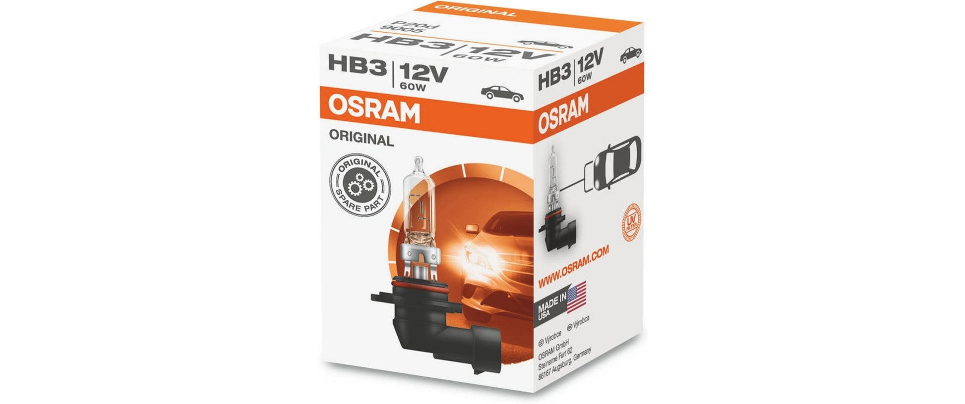 Osram Halogenlampe HB3 P20d – Warmweiss 3200 K, 1700 lm, 60 W – 1 Stk.
