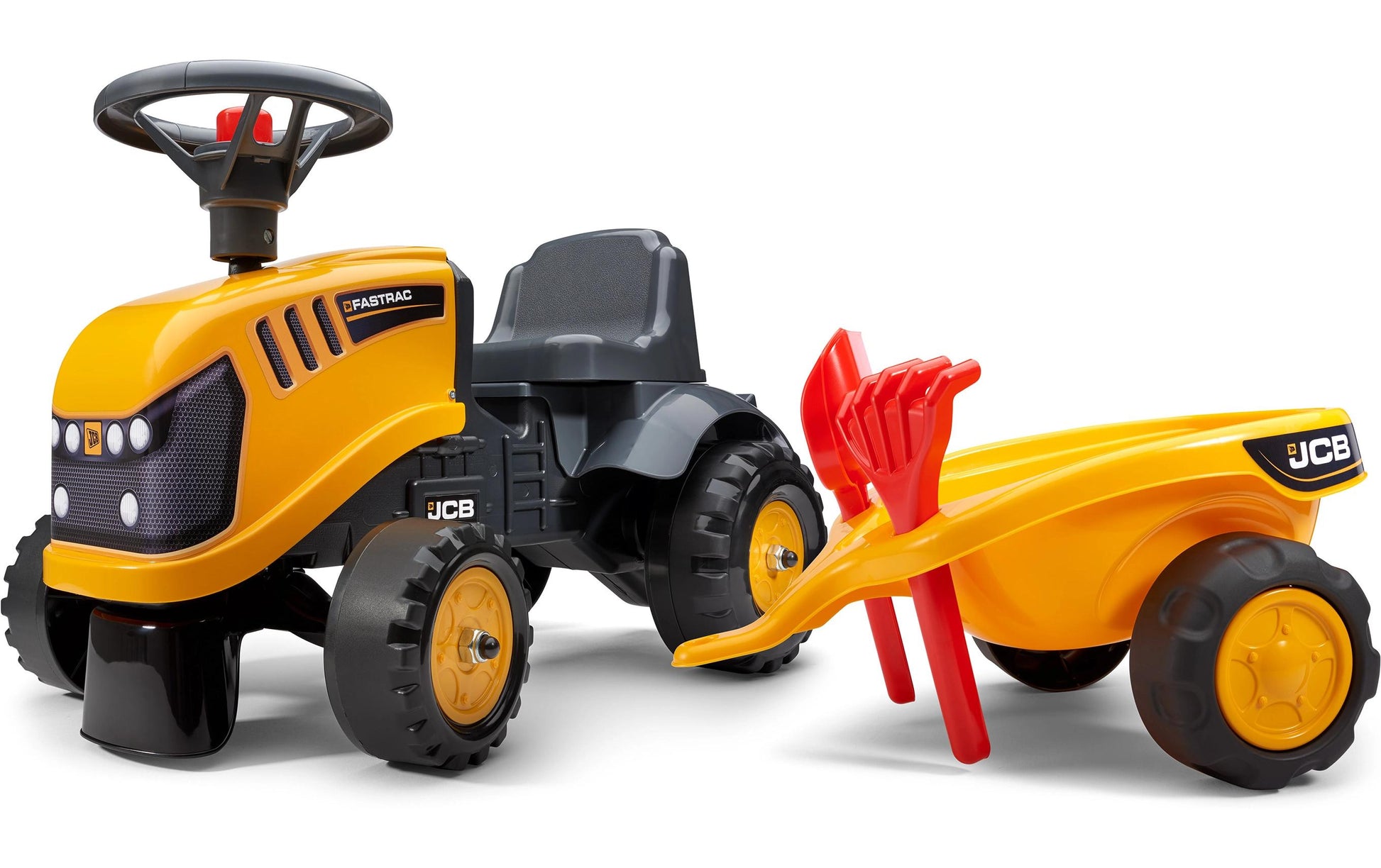 Falk 215C Aufsitztraktor mit Anhänger – 91,0 × 37,0 × 34,0 cm – gelb/schwarz – ab 1 Jahr