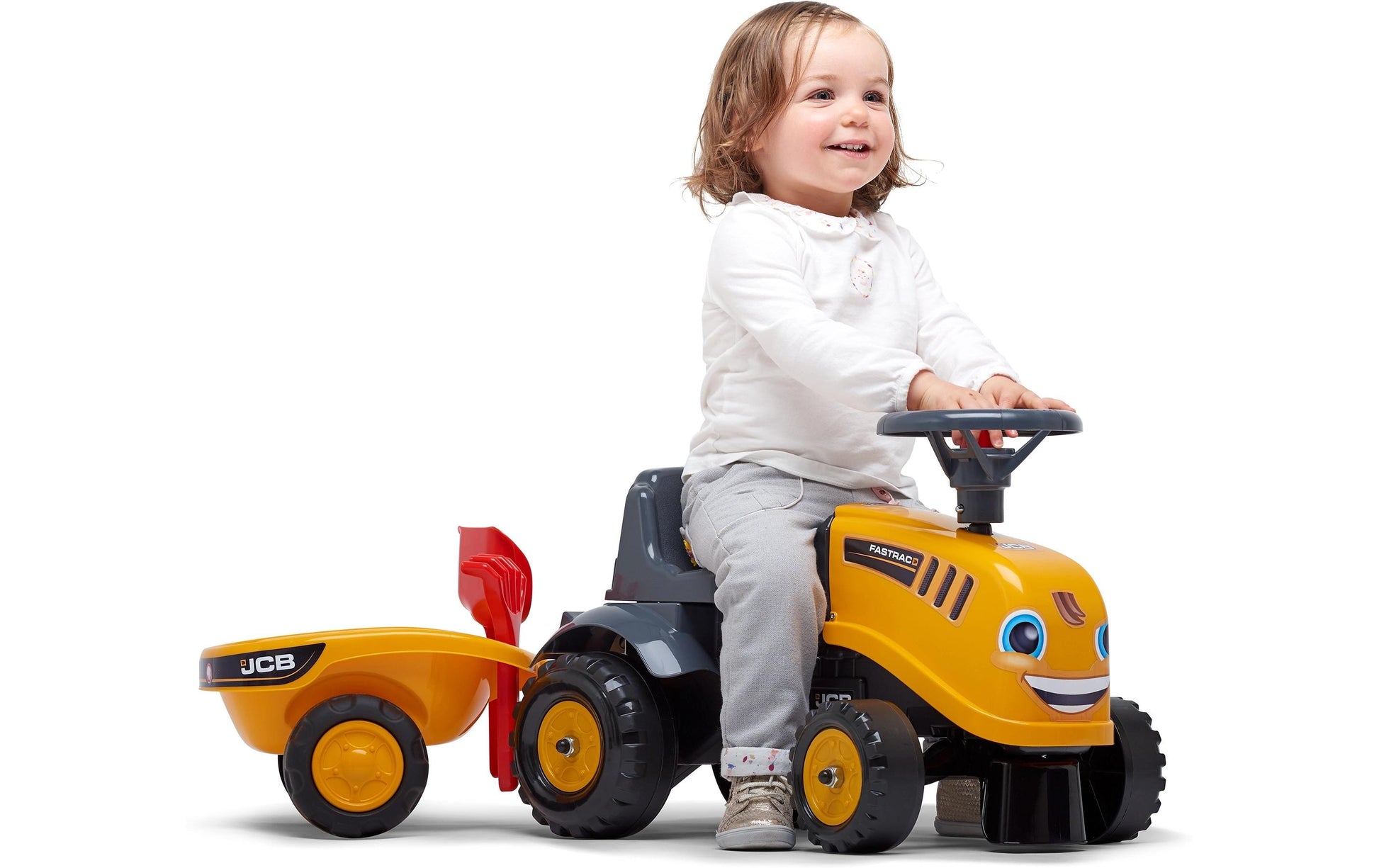 Falk 215C Aufsitztraktor mit Anhänger – 91,0 × 37,0 × 34,0 cm – gelb/schwarz – ab 1 Jahr