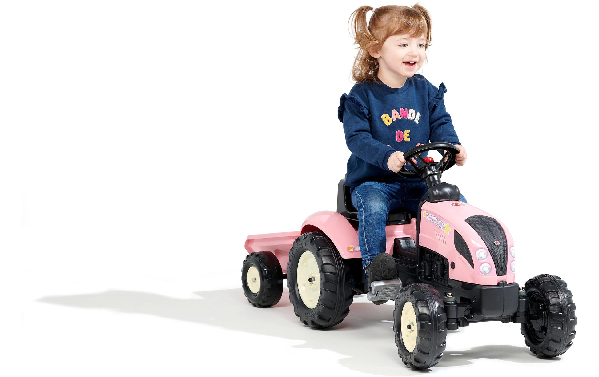 Falk Rutschfahrzeug Traktor – 123,0 × 53,0 × 42,0 cm – Rosa – Kunststoff/Stahl – ab 2 J.